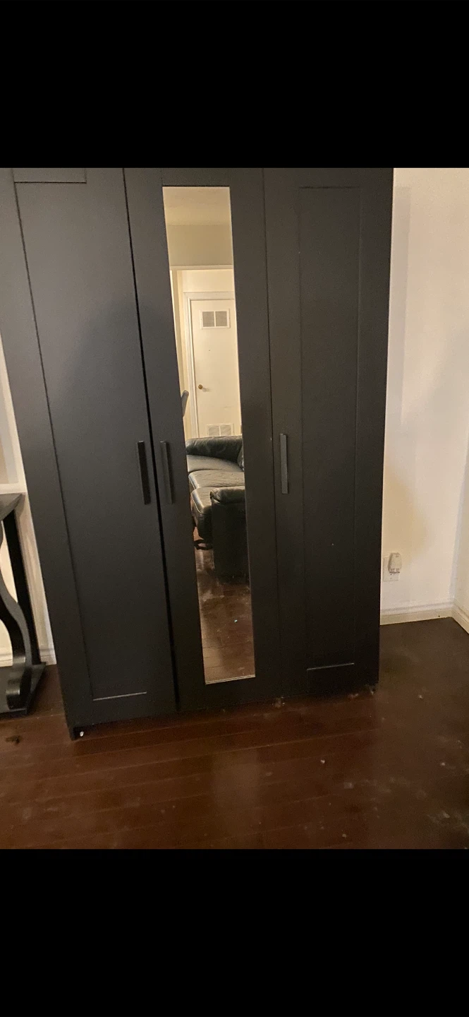 Black Wardrobe with Mirror - photo 2
