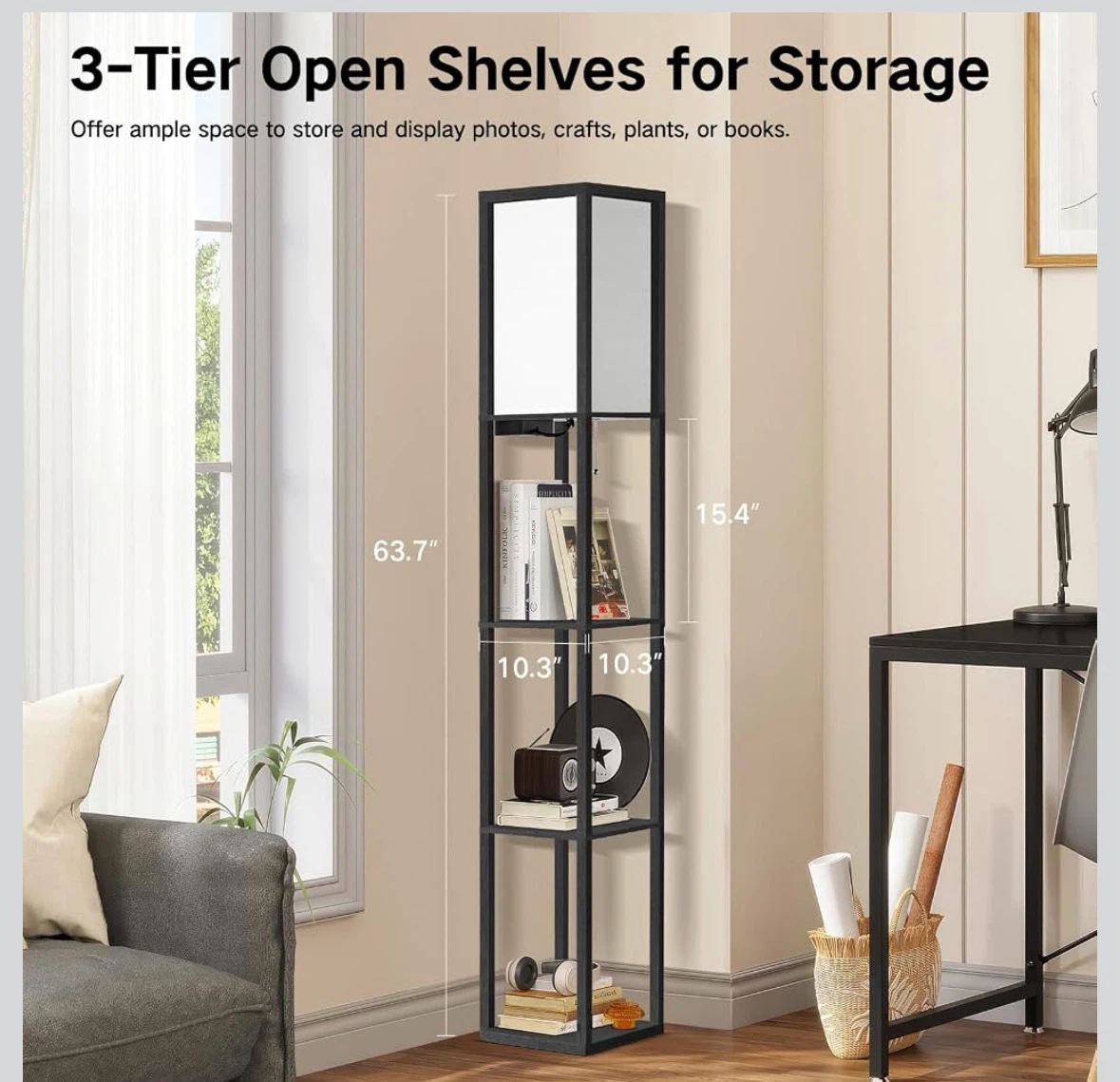 3-Tier Shelf Floor Lamp