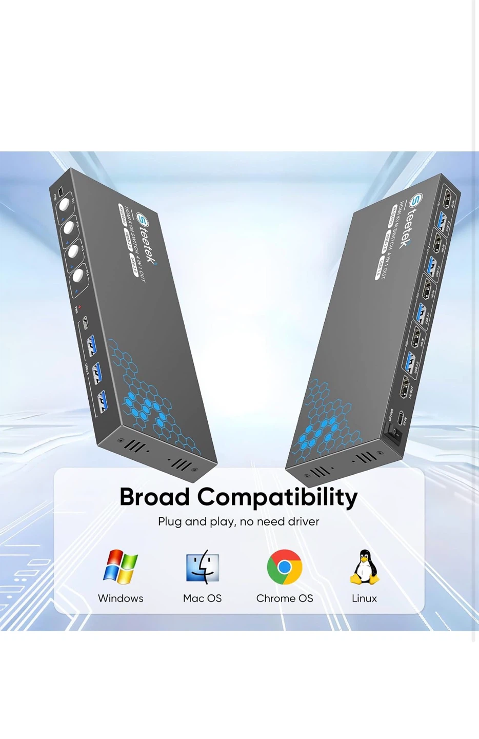 ( NO CABLES INCLUDED  ONLY HUB ) KVM Switch HDMI 4 Port