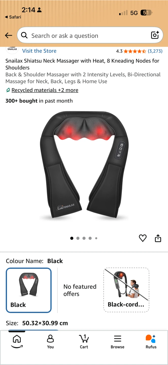 Snailax Shiatsu Neck and Shoulder Massager