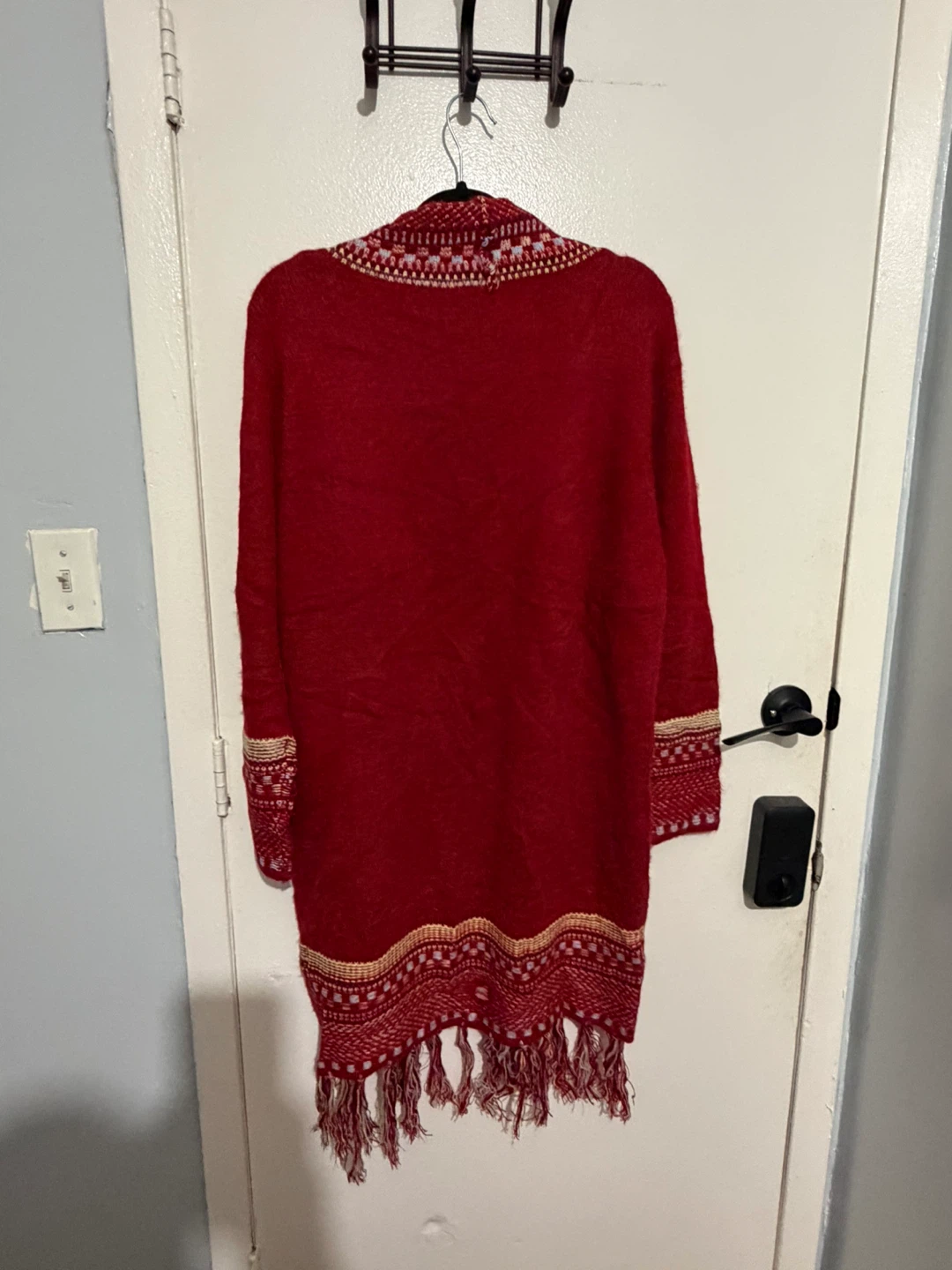 Red Patterned Fringe Cardigan - photo 2