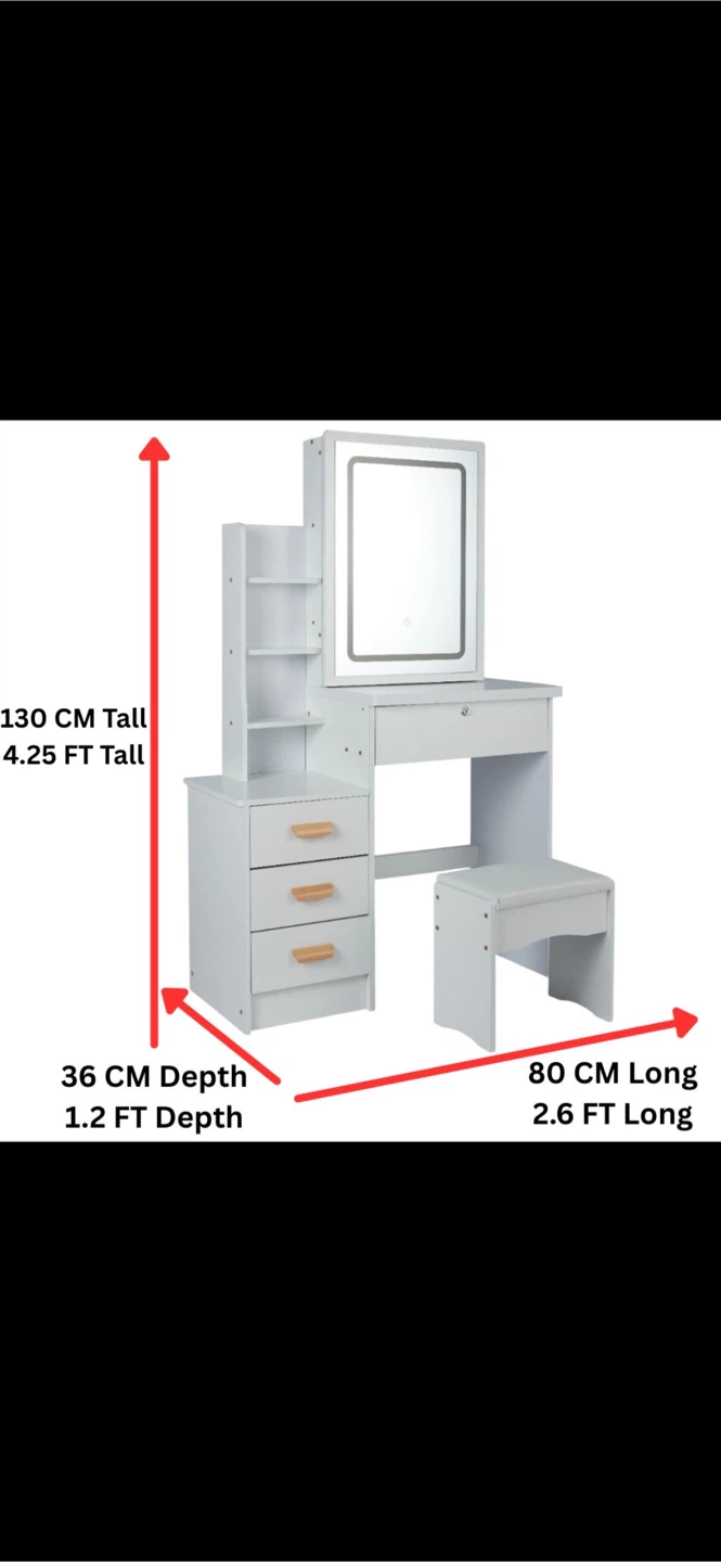 Brand New Makeup Vanity with LED Mirror and Stool - photo 2