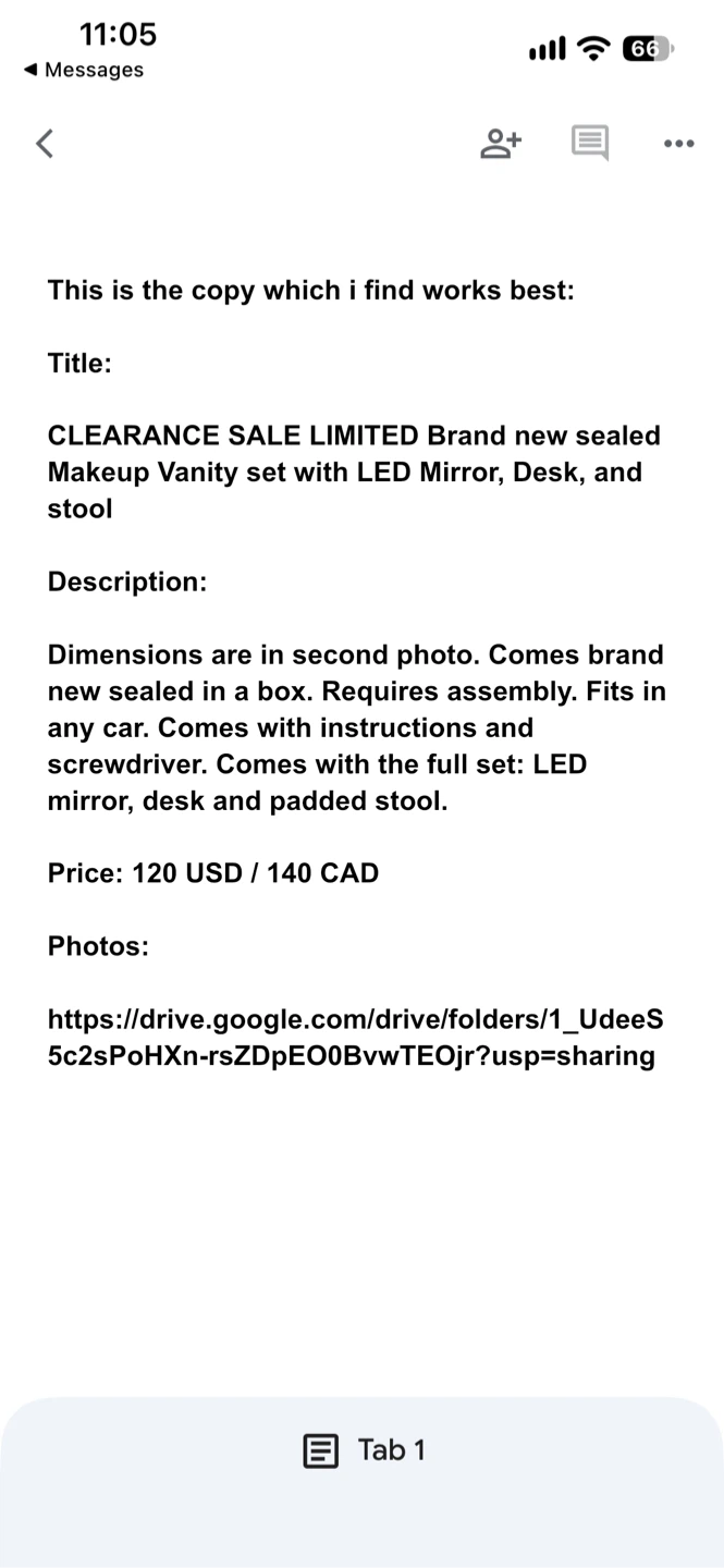 Brand New Makeup Vanity with LED Mirror and Stool - photo 3