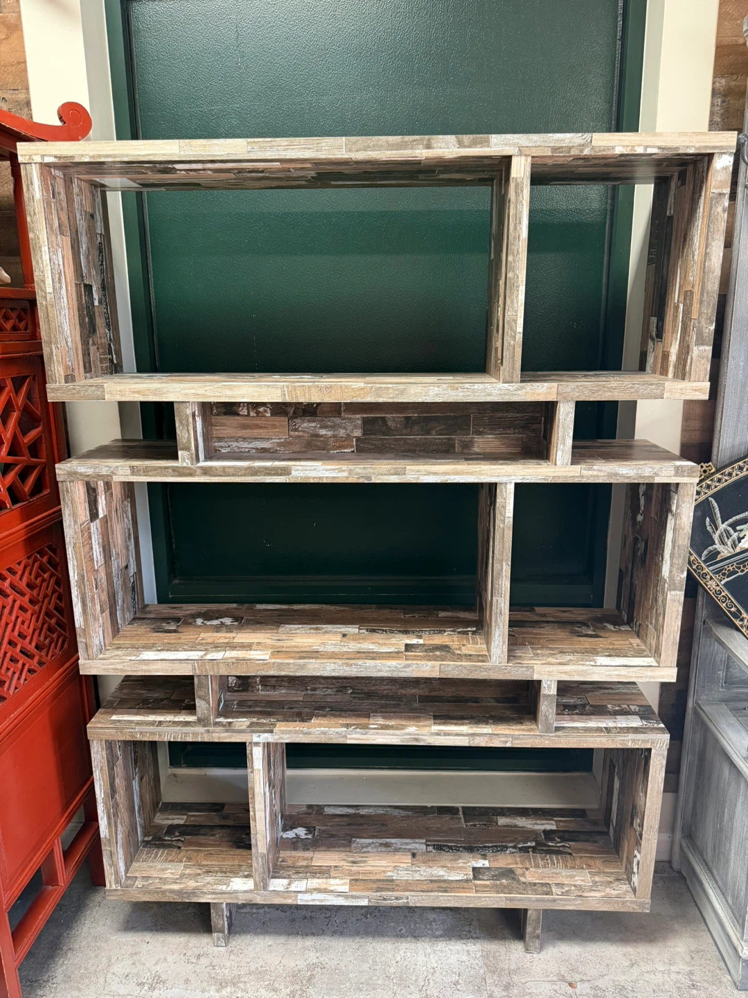 Rustic Wood-Look Multi-Tier  ( Book Decoration Shelf )