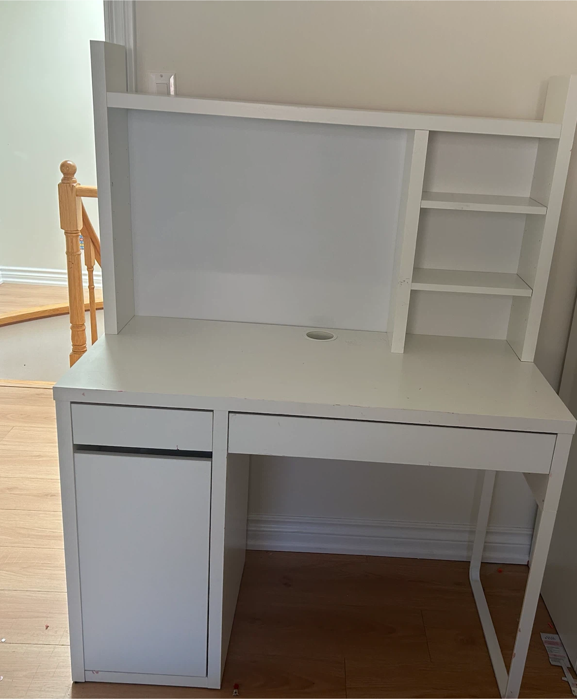 White desk with hutch