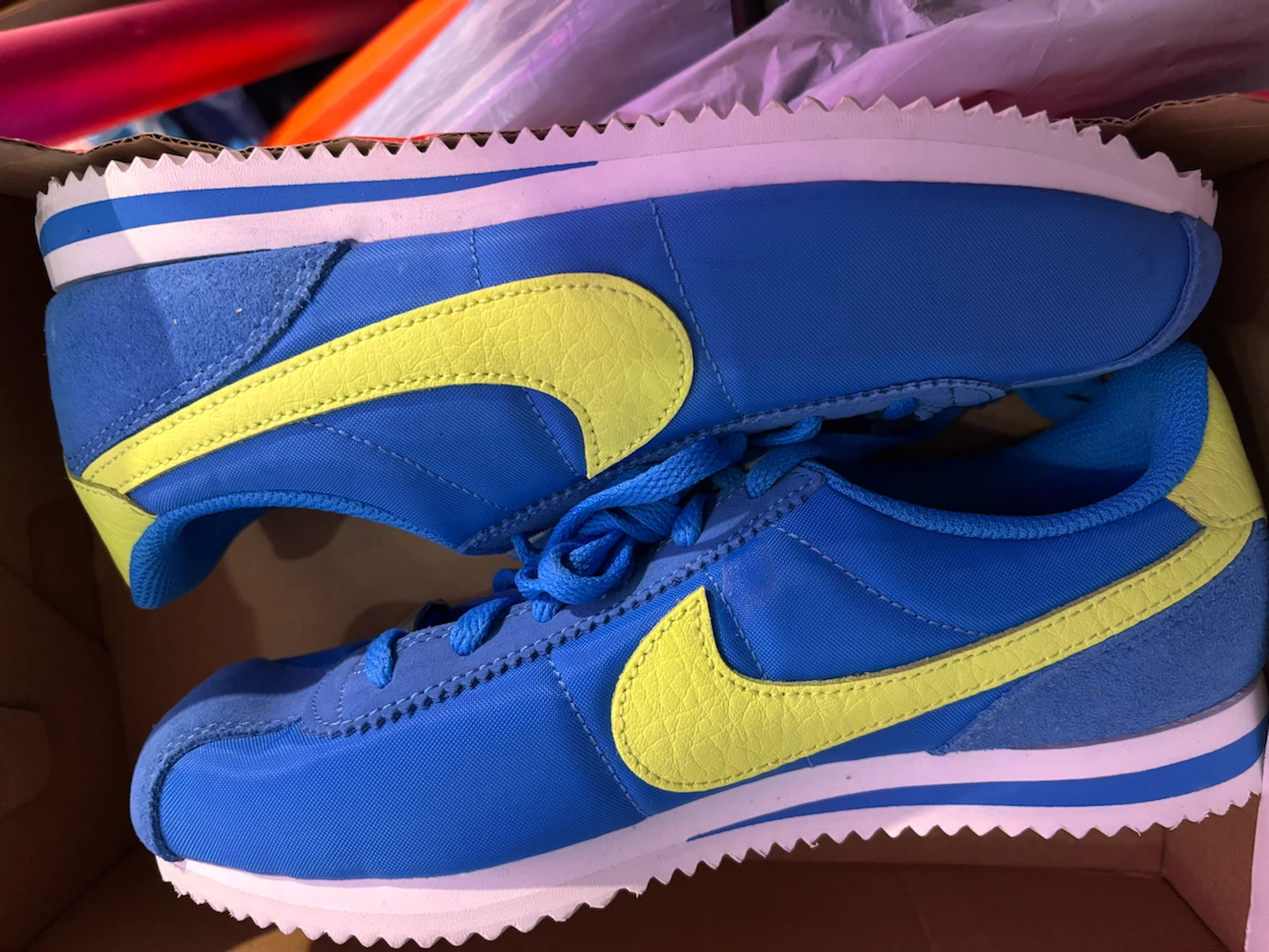 Nike Kids Cortez BG Photo Blue/Lemon Twist