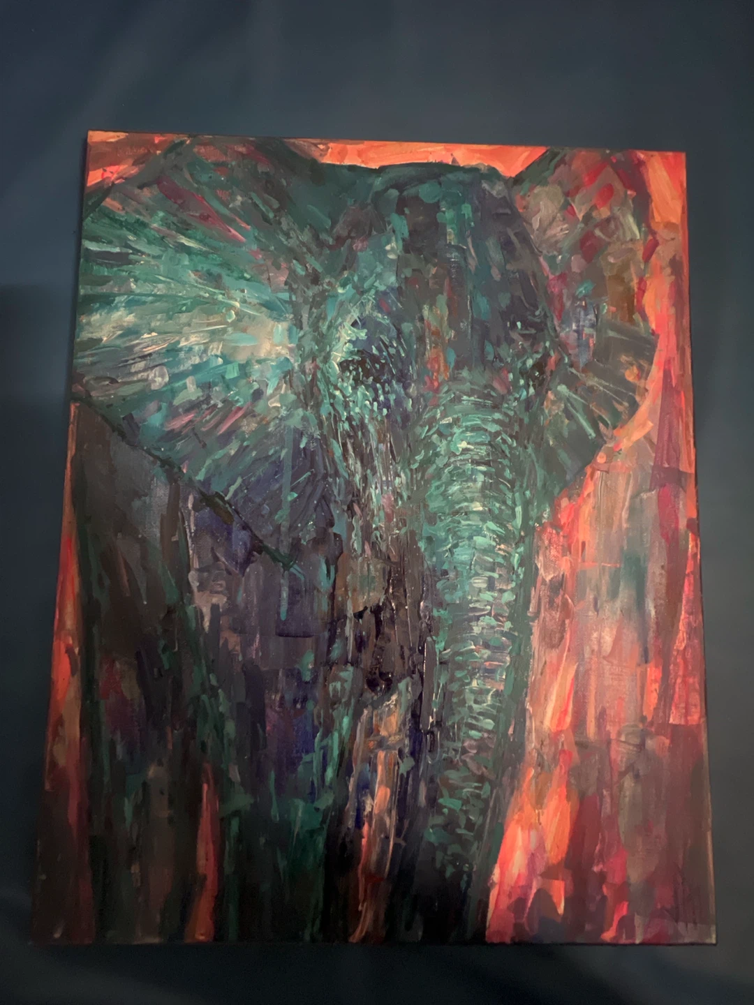 Original Abstract Elephant Canvas Painting - photo 2