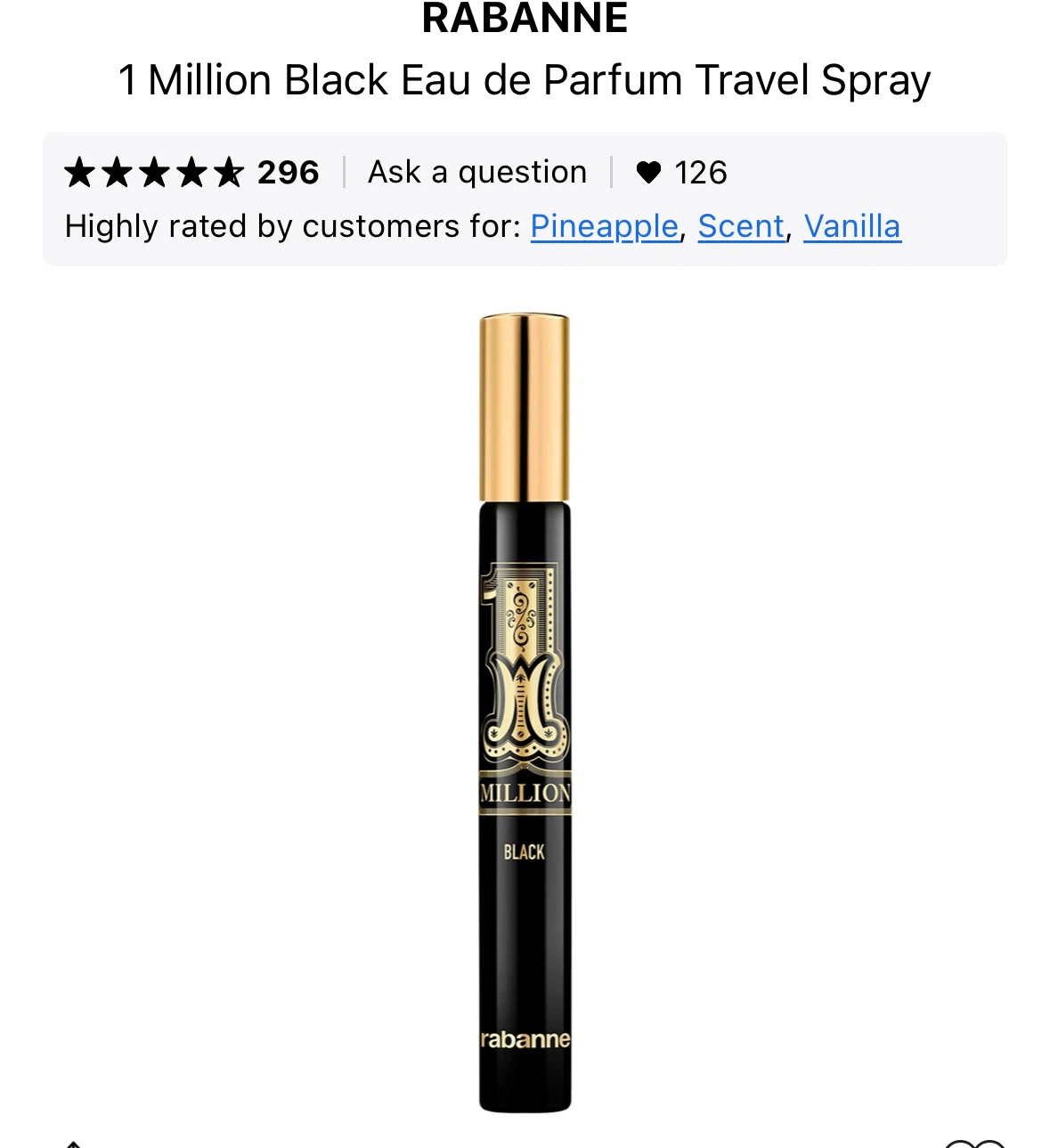 Rabanne 1 Million Black Eau de Parfum Travel Spray 10ml