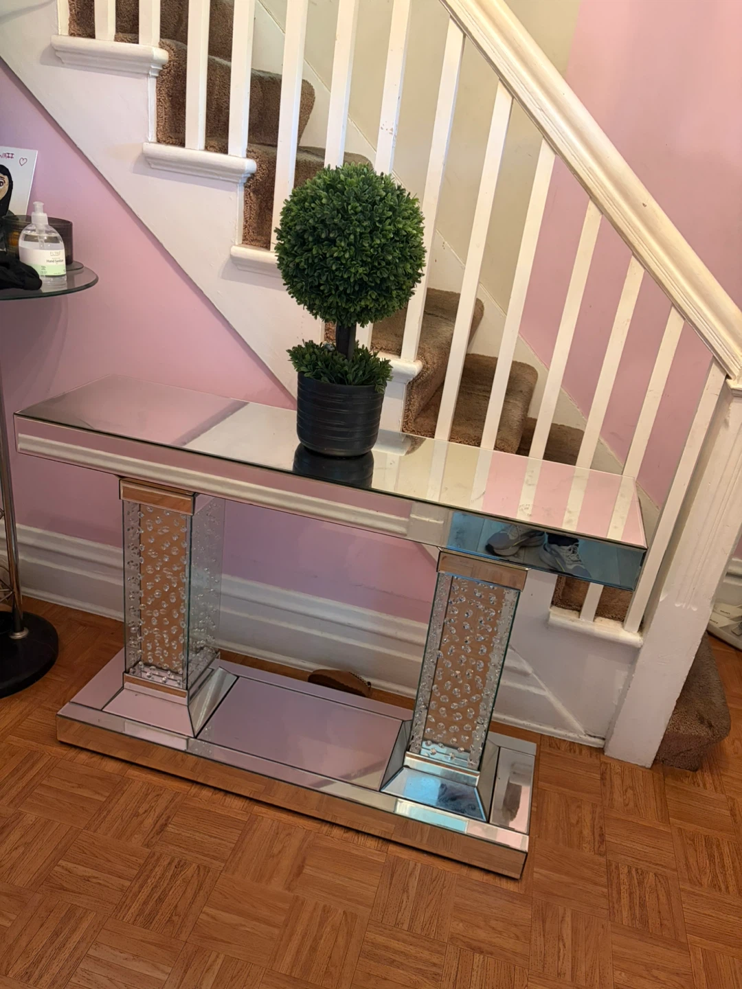 Mirrored Crystal Console Table