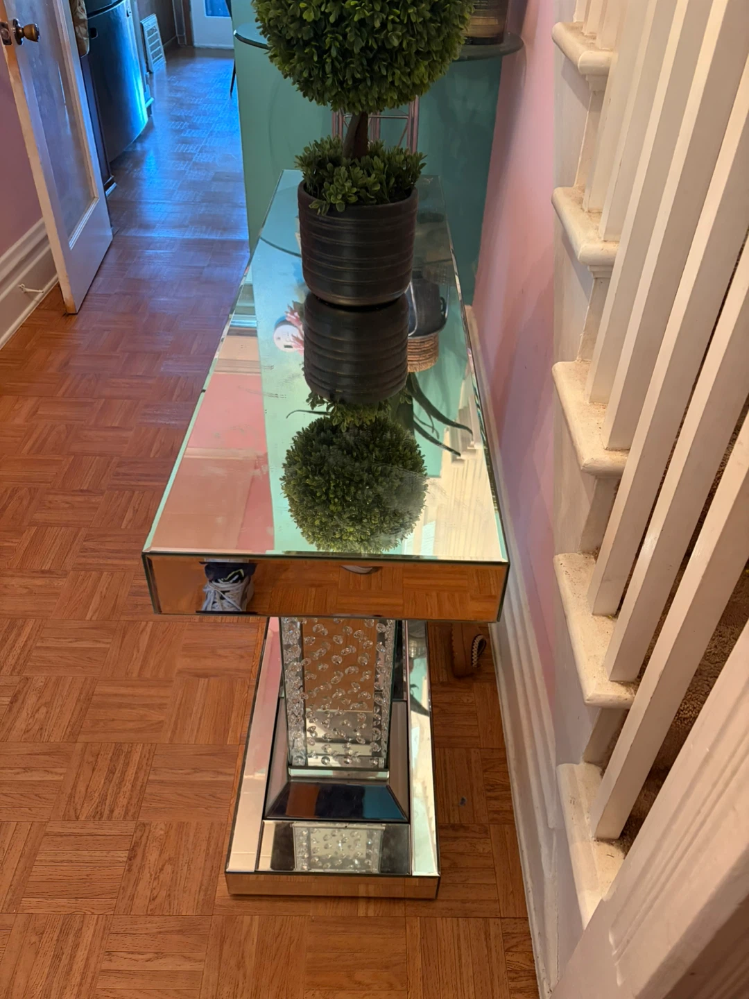 Mirrored Crystal Console Table - photo 2