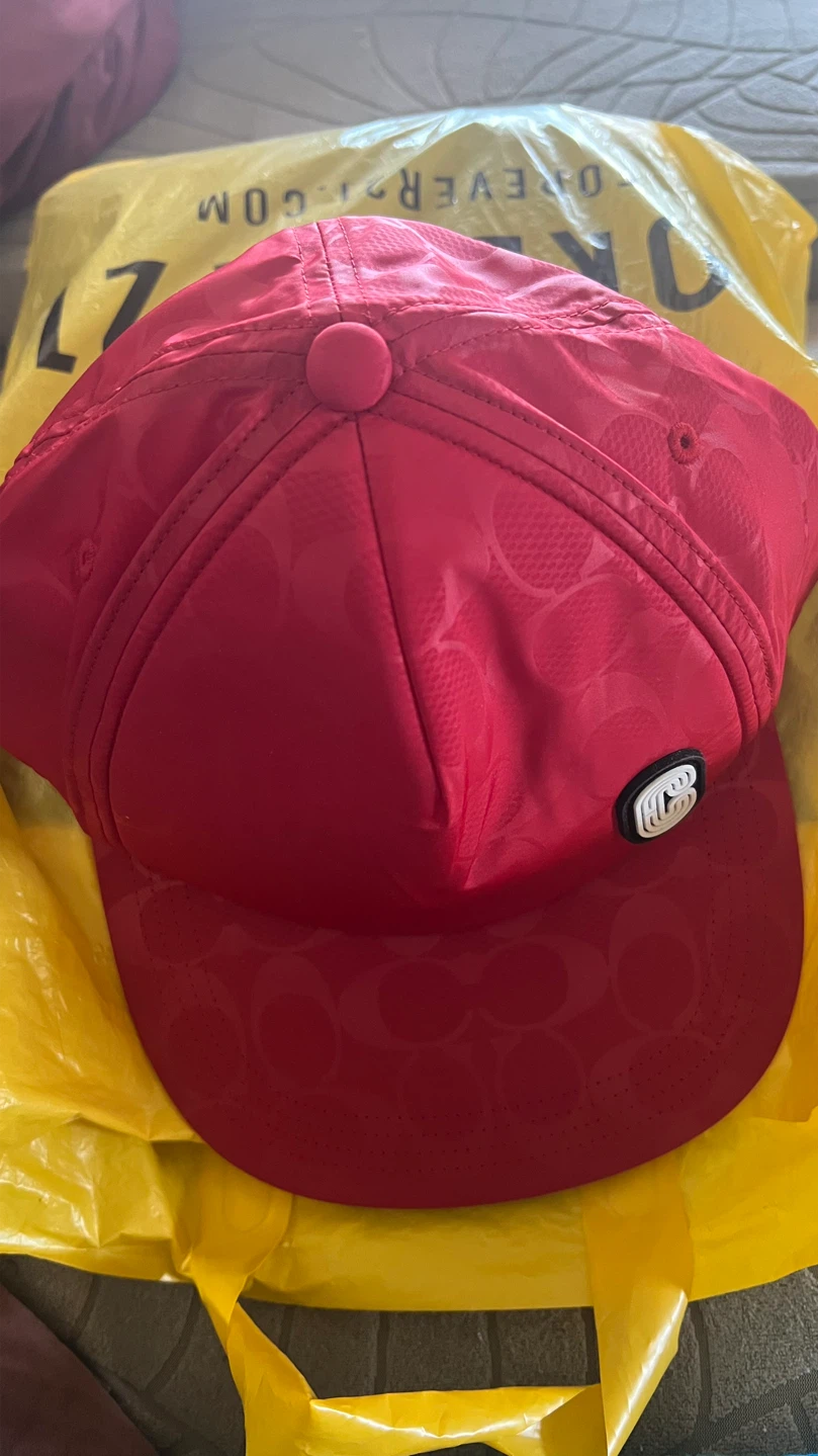 Coach Red Logo Print Snapback Hat