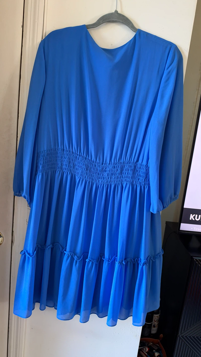 Taylor Blue V-Neck Ruffled Dress - photo 3