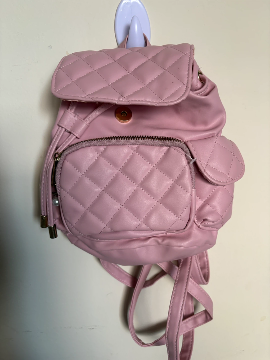 Small Pink Quilted Backpack