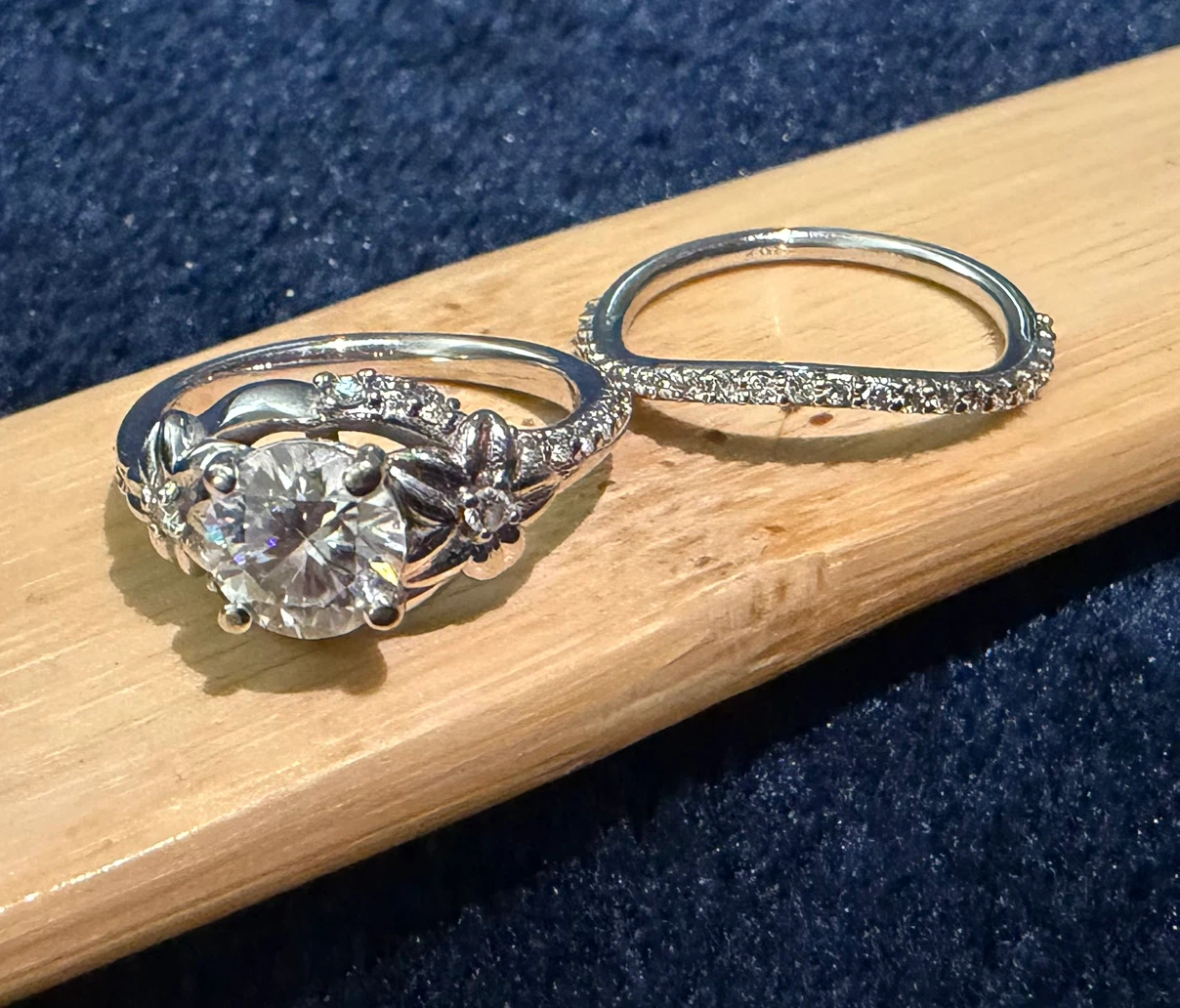 14K White Gold Moissanite Engagement Ring set