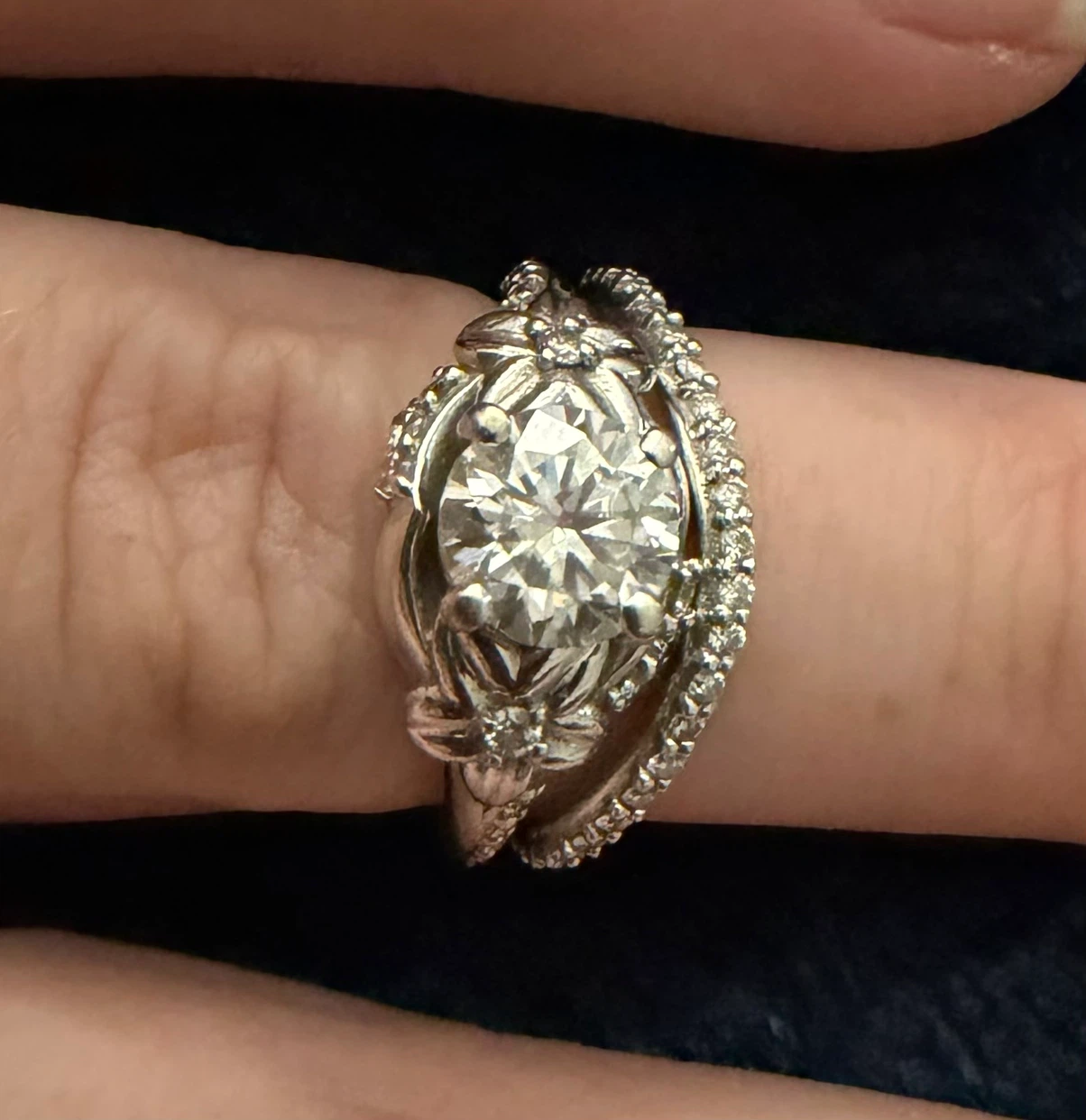 14K White Gold Moissanite Engagement Ring set - photo 2