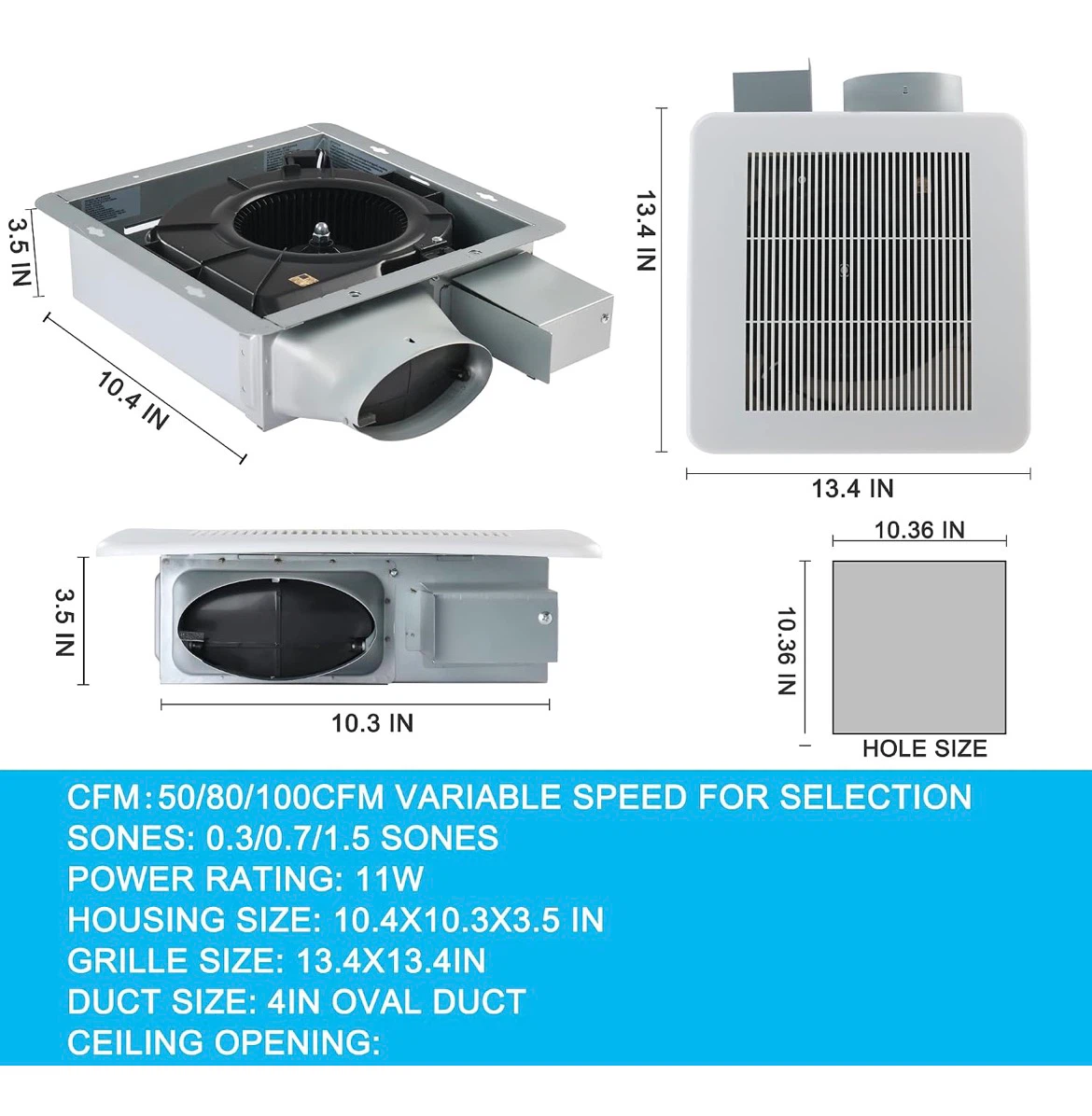 Ceiling Bathroom Exhaust Ventilation Fan - photo 2