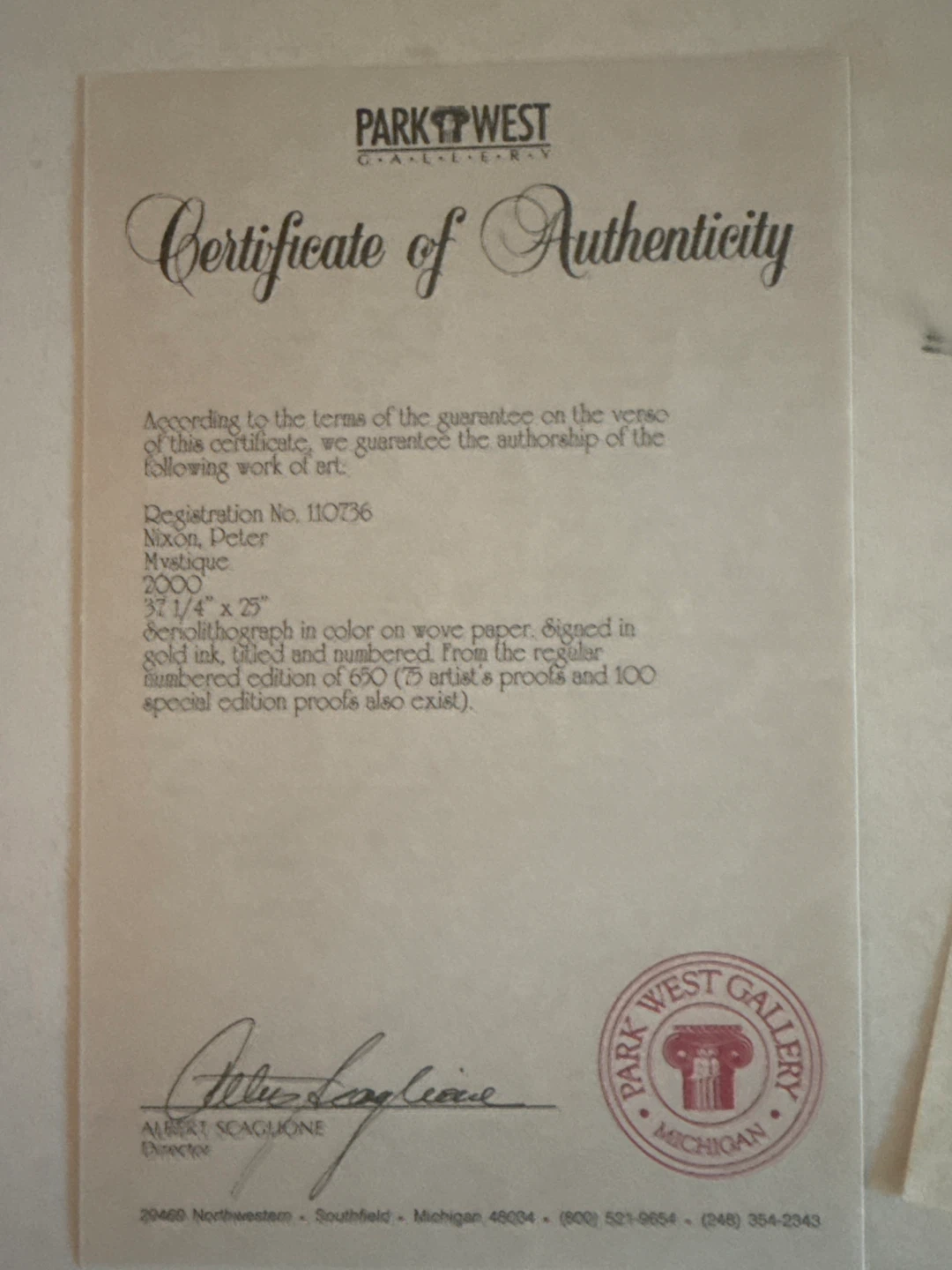 Peter Nixon Mystique Seriolithograph with COA - photo 2