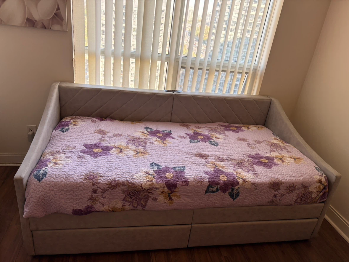 Twin Upholstered daybed with built-in storage and power outlets - photo 3
