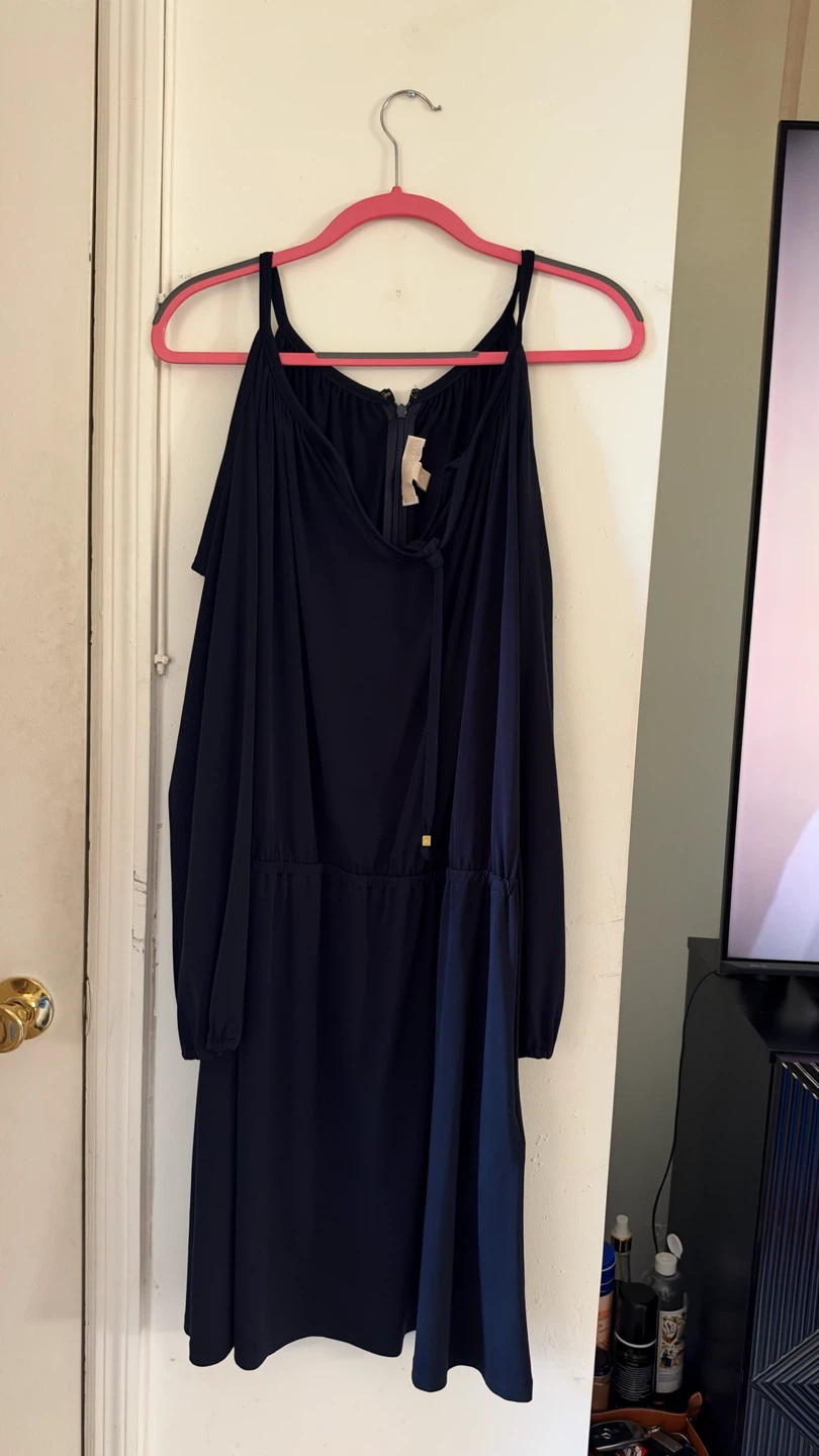 Michael Kors Navy Cold-Shoulder Dress