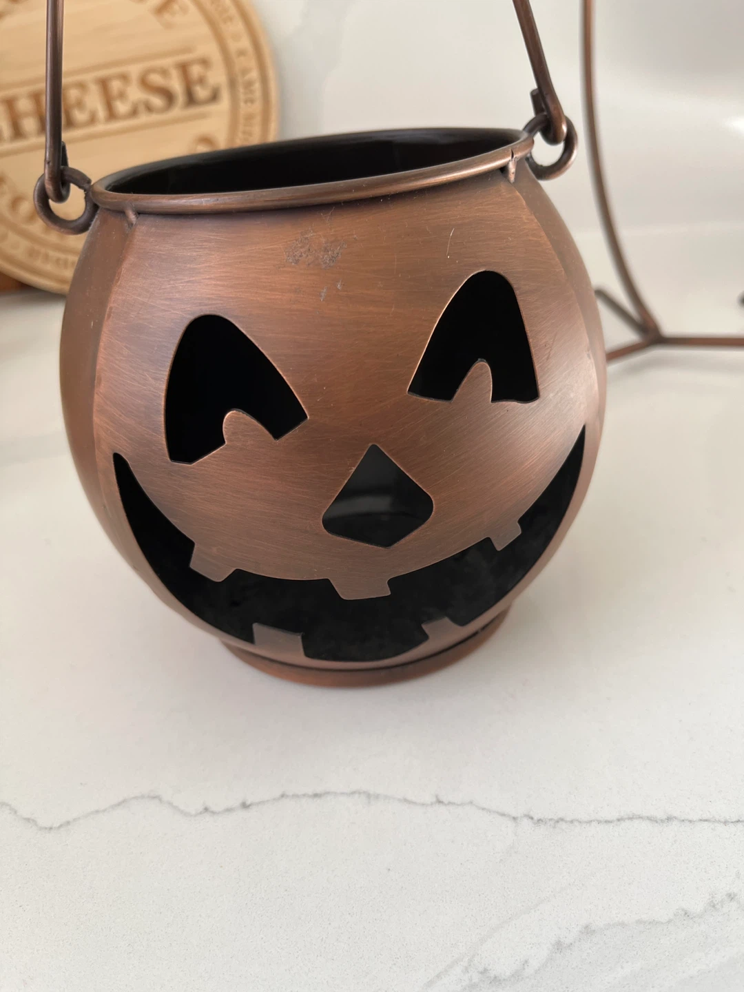 Set of 3 Metal Jack-o'-Lantern Tealight Holders - photo 2