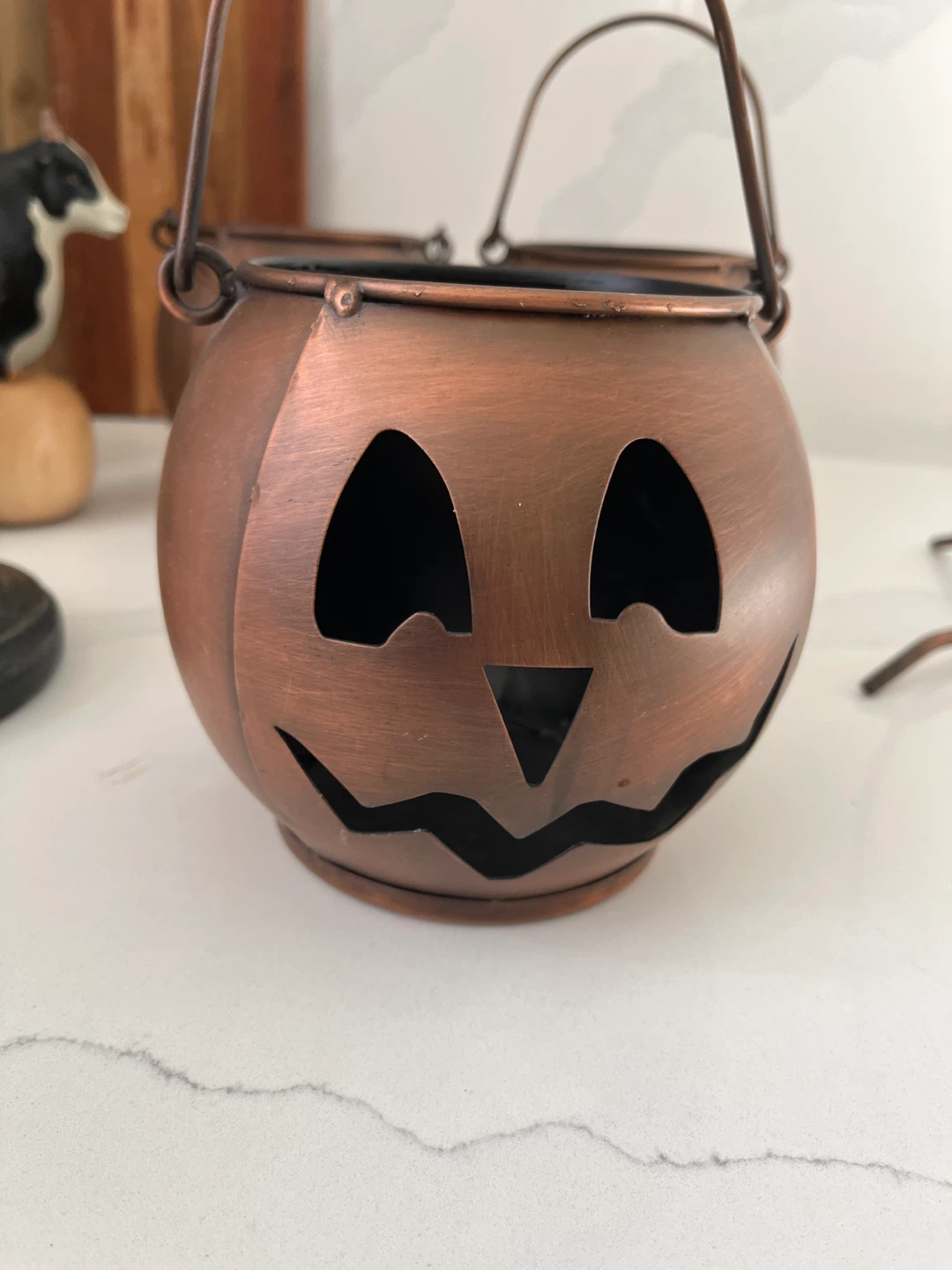 Set of 3 Metal Jack-o'-Lantern Tealight Holders - photo 4