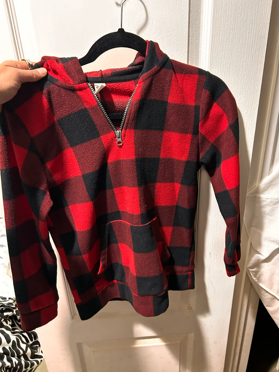 Red and Black Buffalo Plaid Fleece Hoodie size 10-12