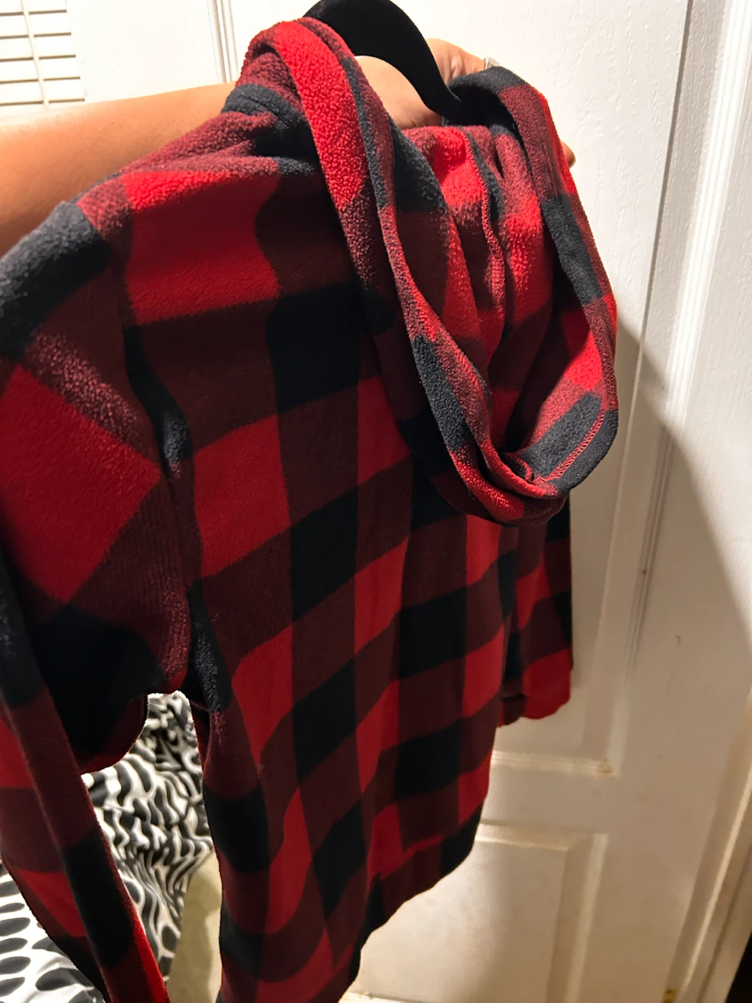 Red and Black Buffalo Plaid Fleece Hoodie size 10-12 - photo 2