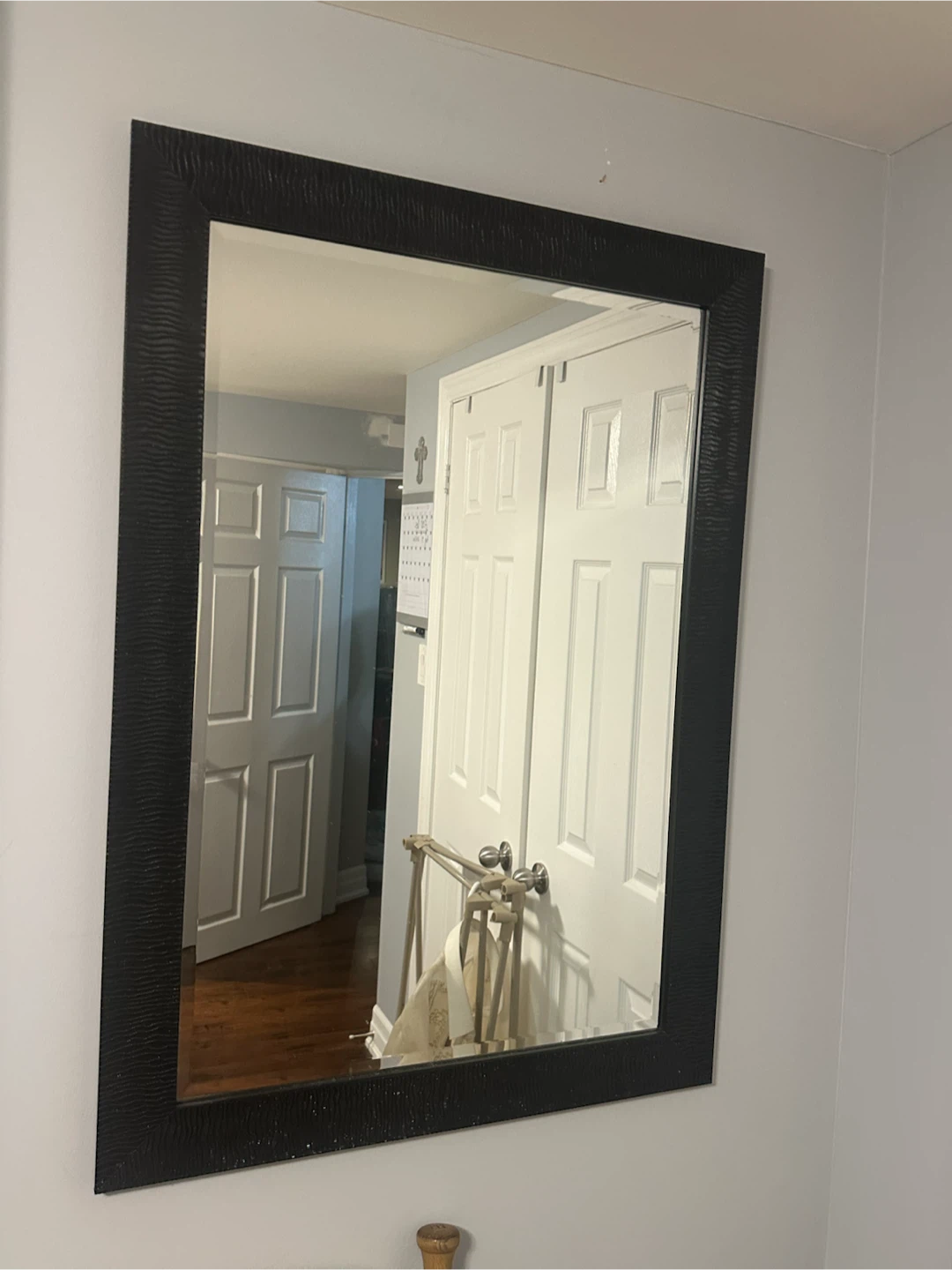 Large black wall mirror with textured frame - photo 2
