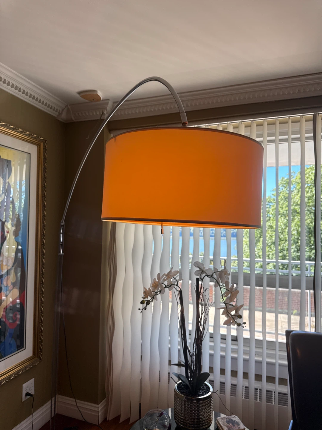 Arched Floor Lamp with Orange Shade - photo 2