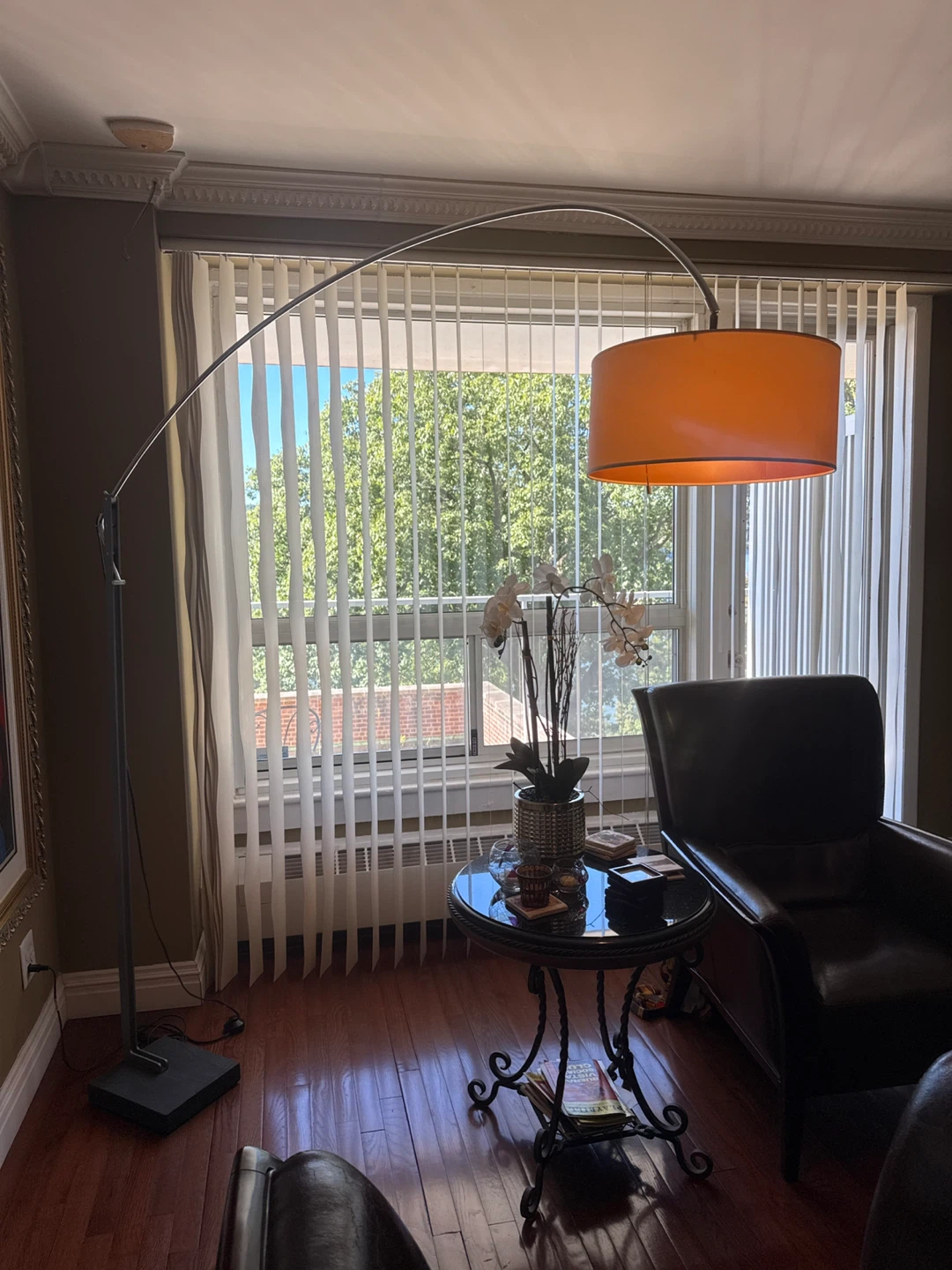 Arched Floor Lamp with Orange Shade - photo 4