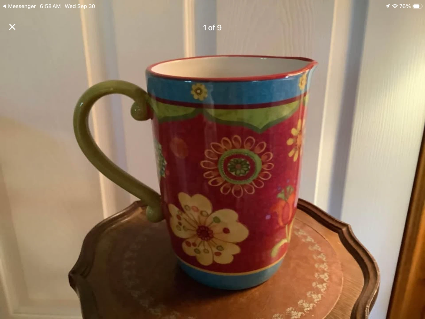 Lg Hand Crafted Ceramic Pitcher by Sue Zipkin 🐞