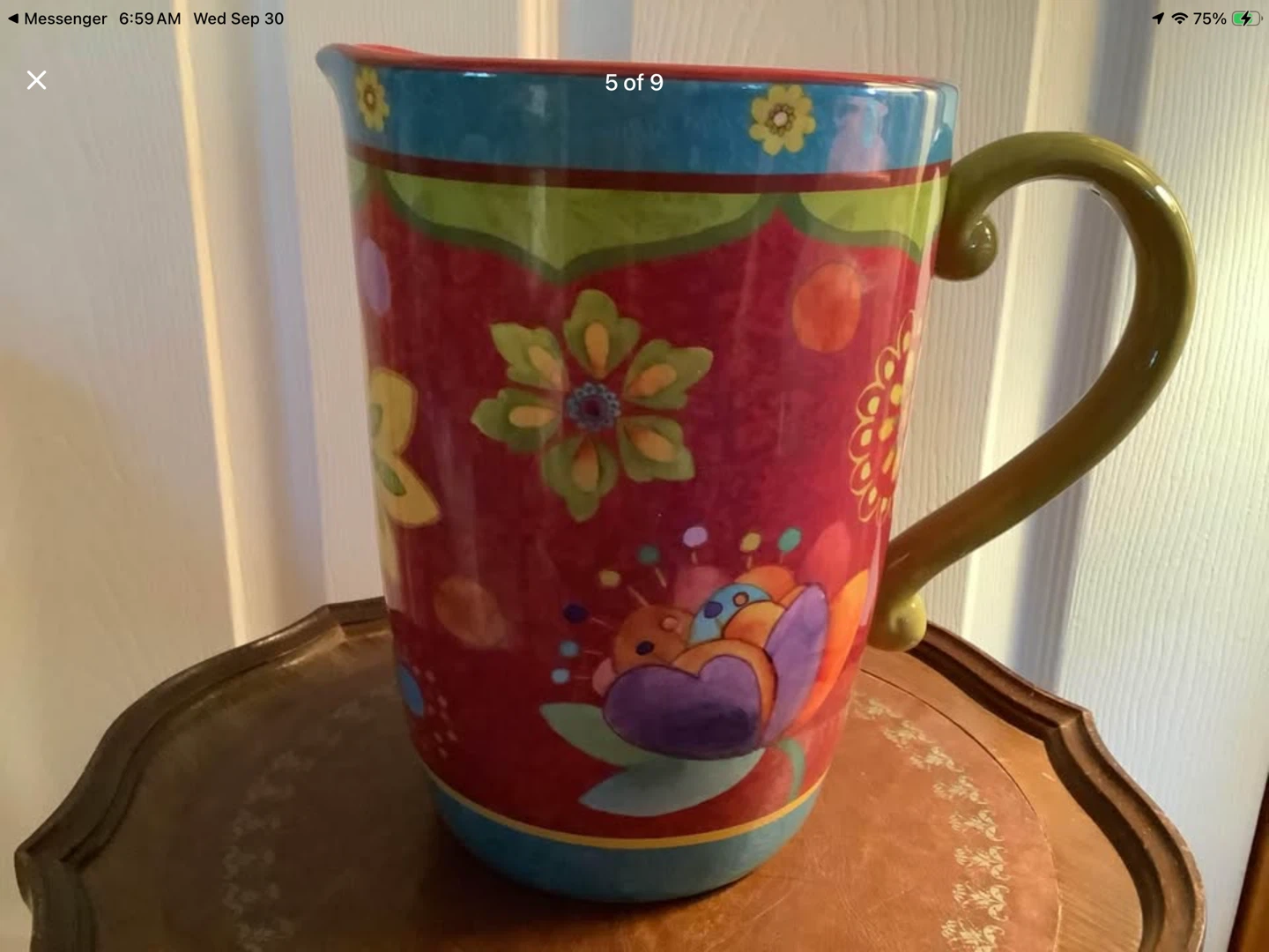 Lg Hand Crafted Ceramic Pitcher by Sue Zipkin 🐞 - photo 5
