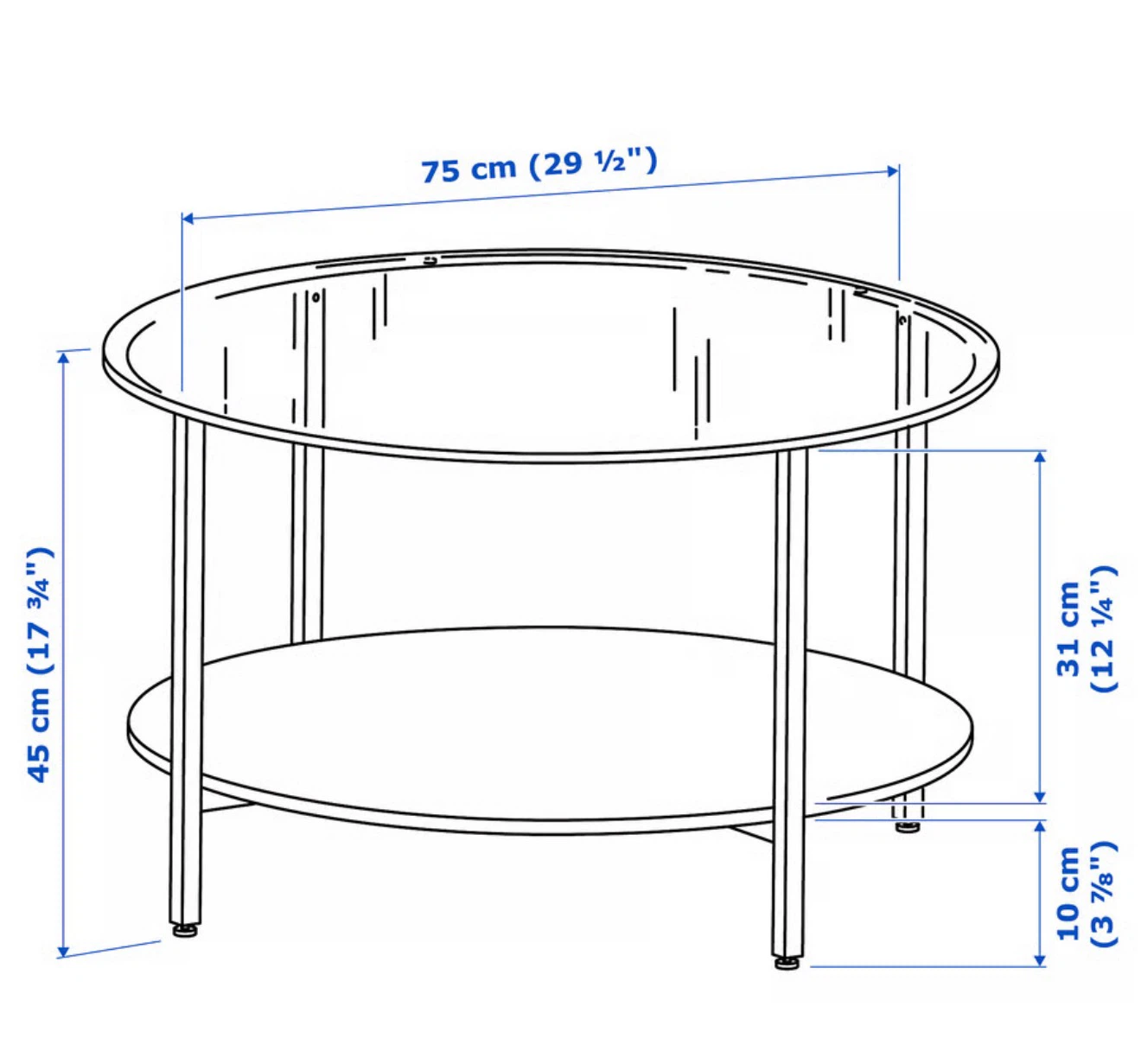 Glass Round Coffee Table, Black Metal - photo 4
