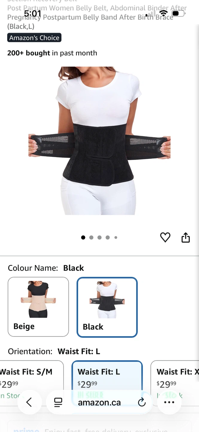 Postpartum Abdominal Belly Belt - Black, Size L - photo 2