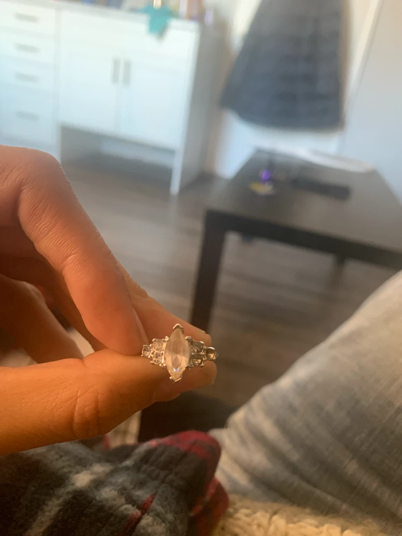 Marquise Cut Silver Tone Ring