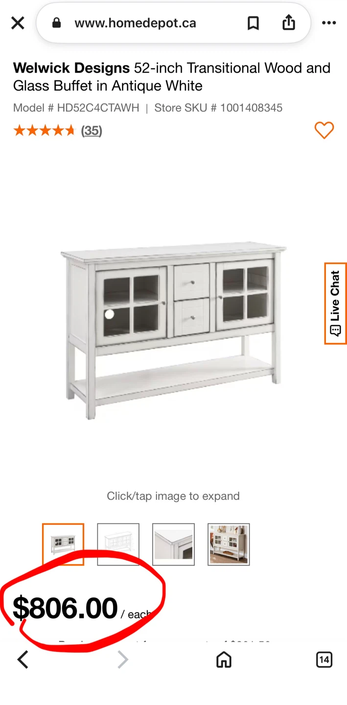 Welwick Designs 52-inch Transitional Buffet - photo 3