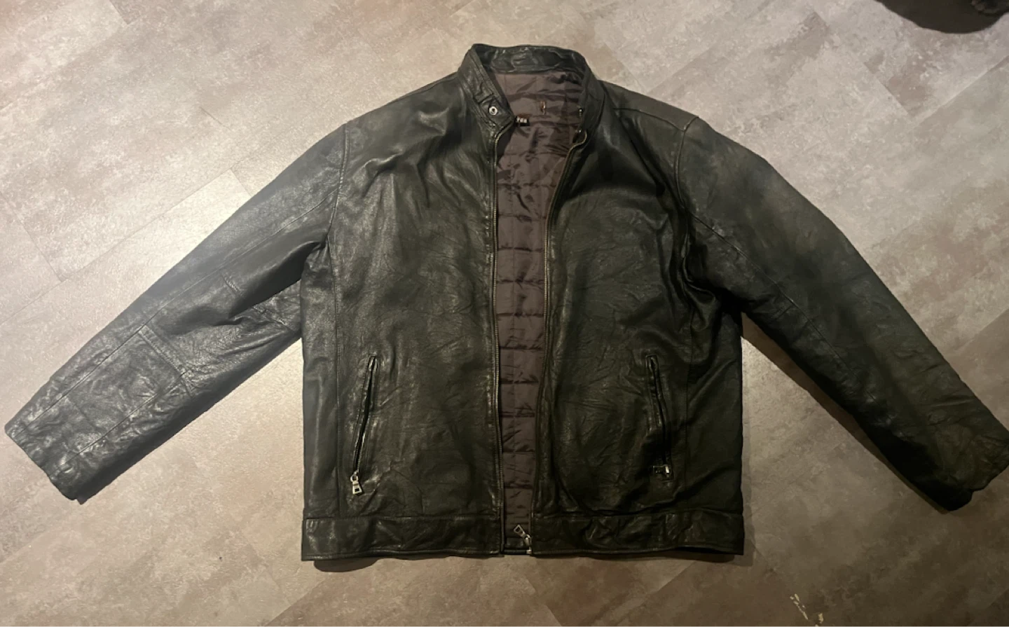 Black Genuine Leather Jacket with Thinsulate Insulation