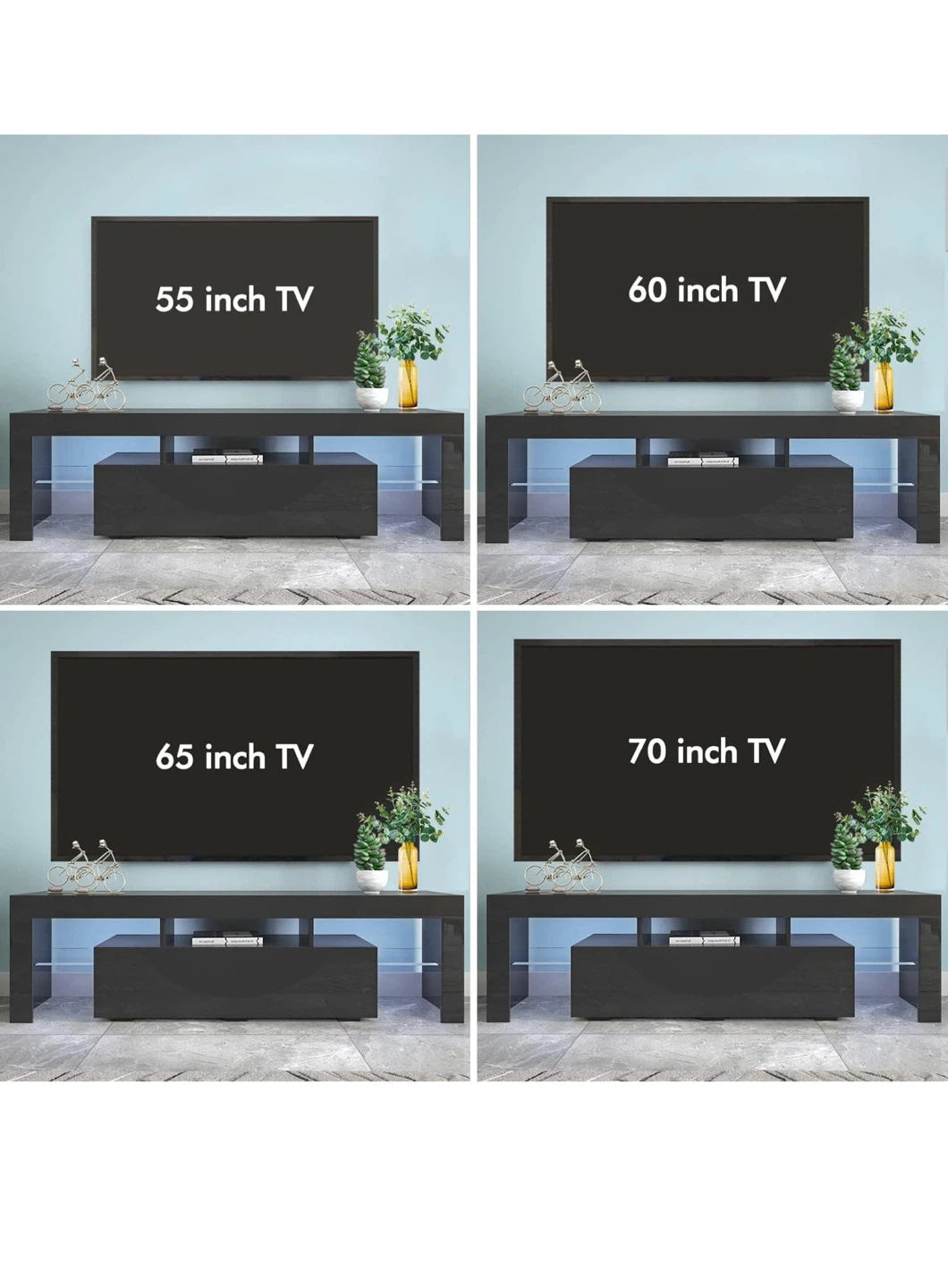 Modern Black High Gloss LED TV Stand - photo 3
