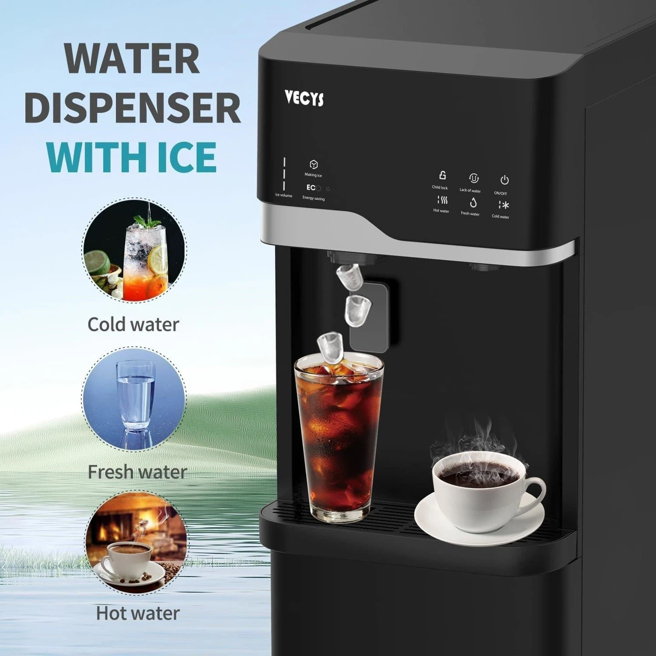 VECYS Bottom Loading Water Dispenser with Ice Maker - photo 3