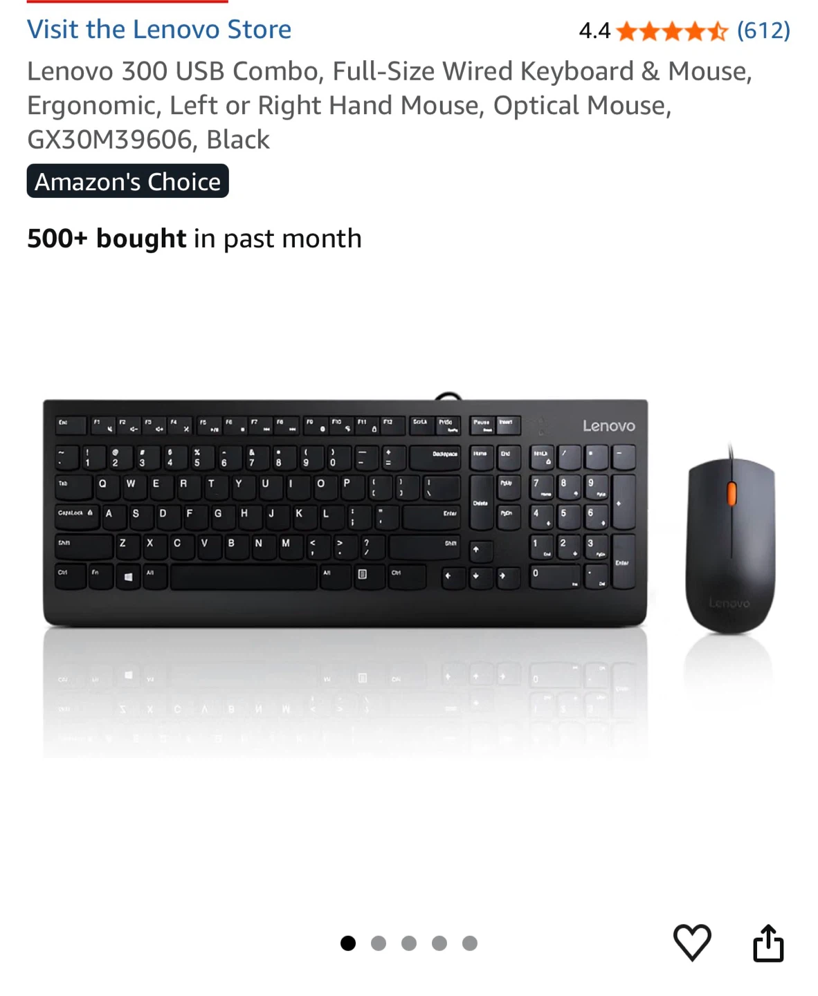 Lenovo 300 Wired Keyboard and Mouse Combo - photo 3