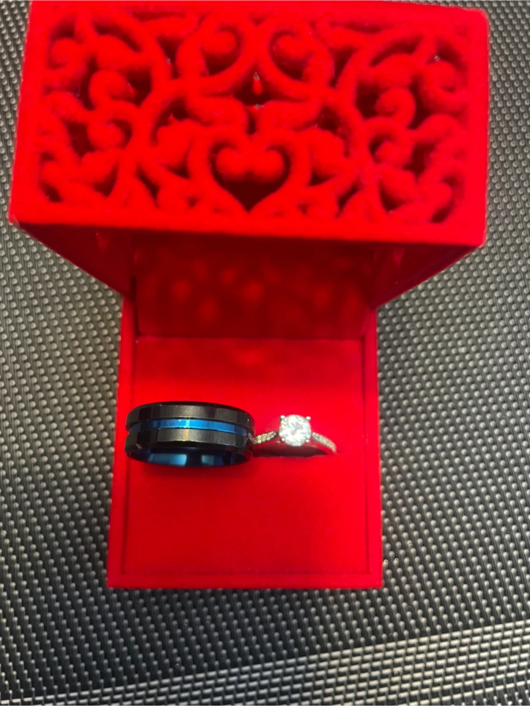 Black and Blue Men's Ring and Diamond Engagement Ring