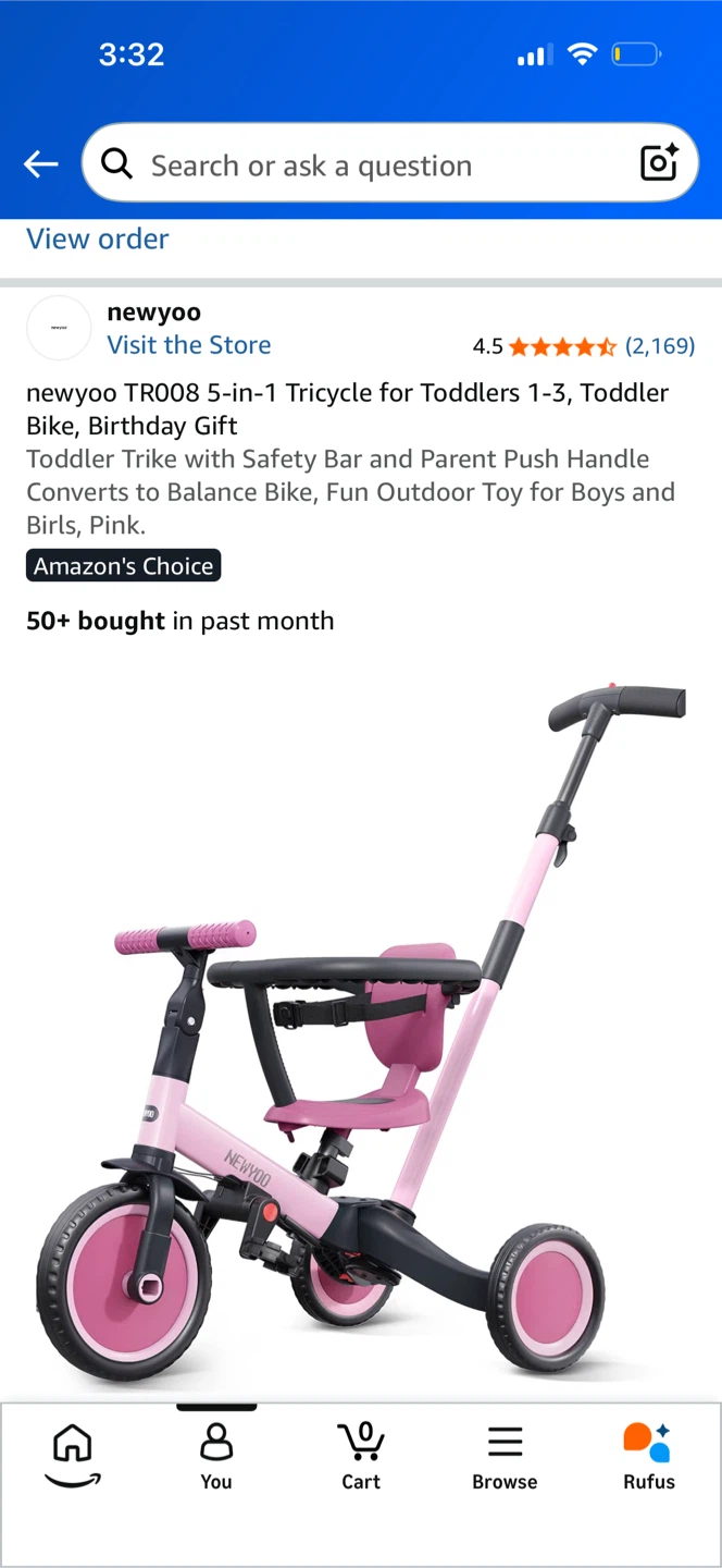 newyoo 5-in-1 Toddler Tricycle - Pink - photo 4