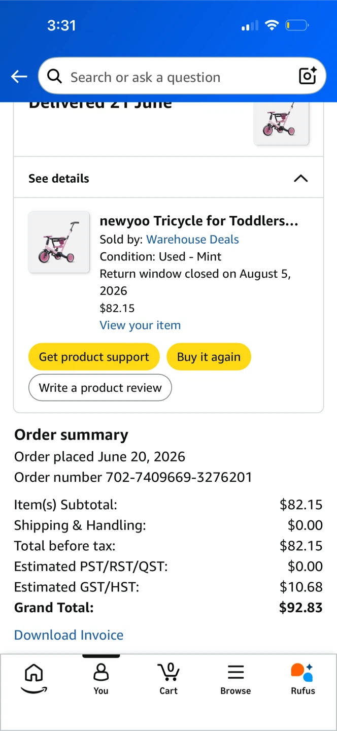 newyoo 5-in-1 Toddler Tricycle - Pink - photo 5