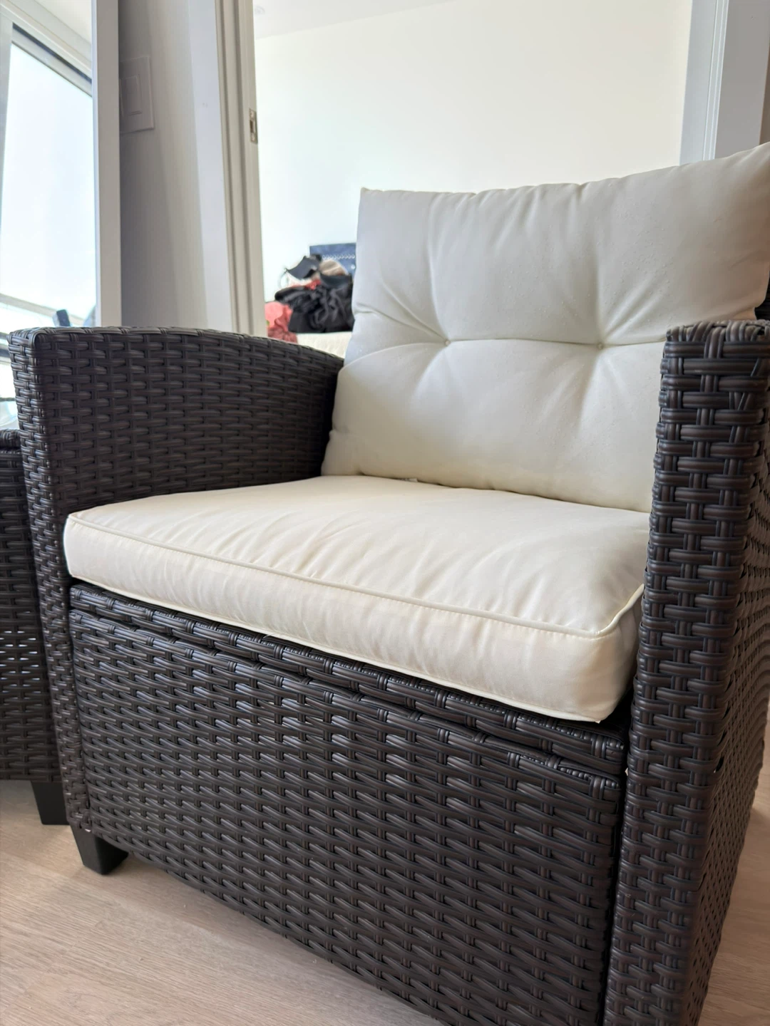3-Piece Wicker Patio Set - 2 Chairs + Glass Table