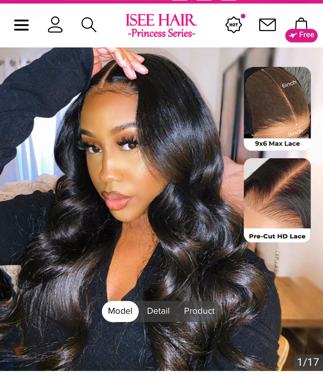 ISEE HAIR Princess Series Lace Wig 18 inch