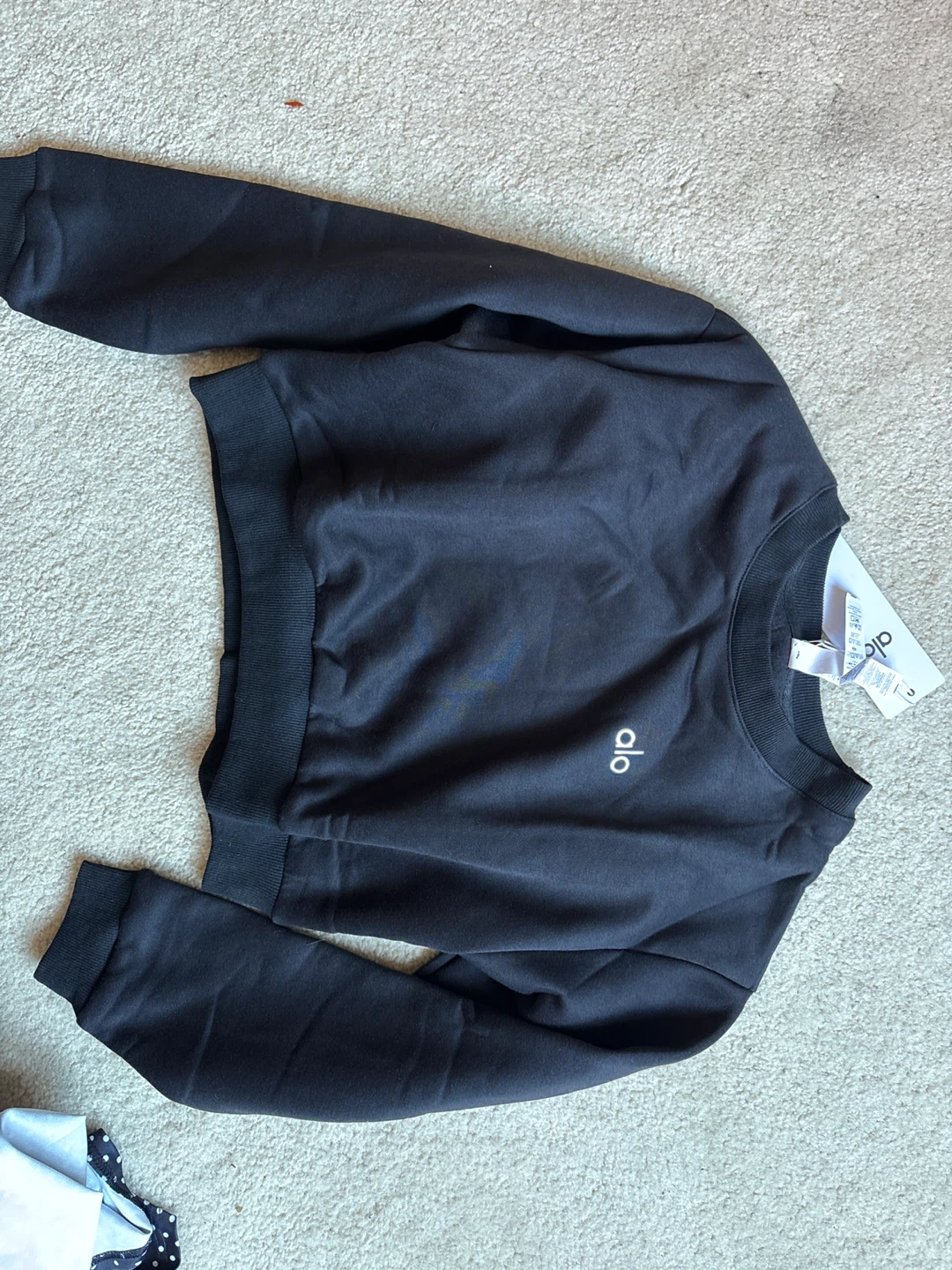 Alo Yoga Black Cropped Sweatshirt