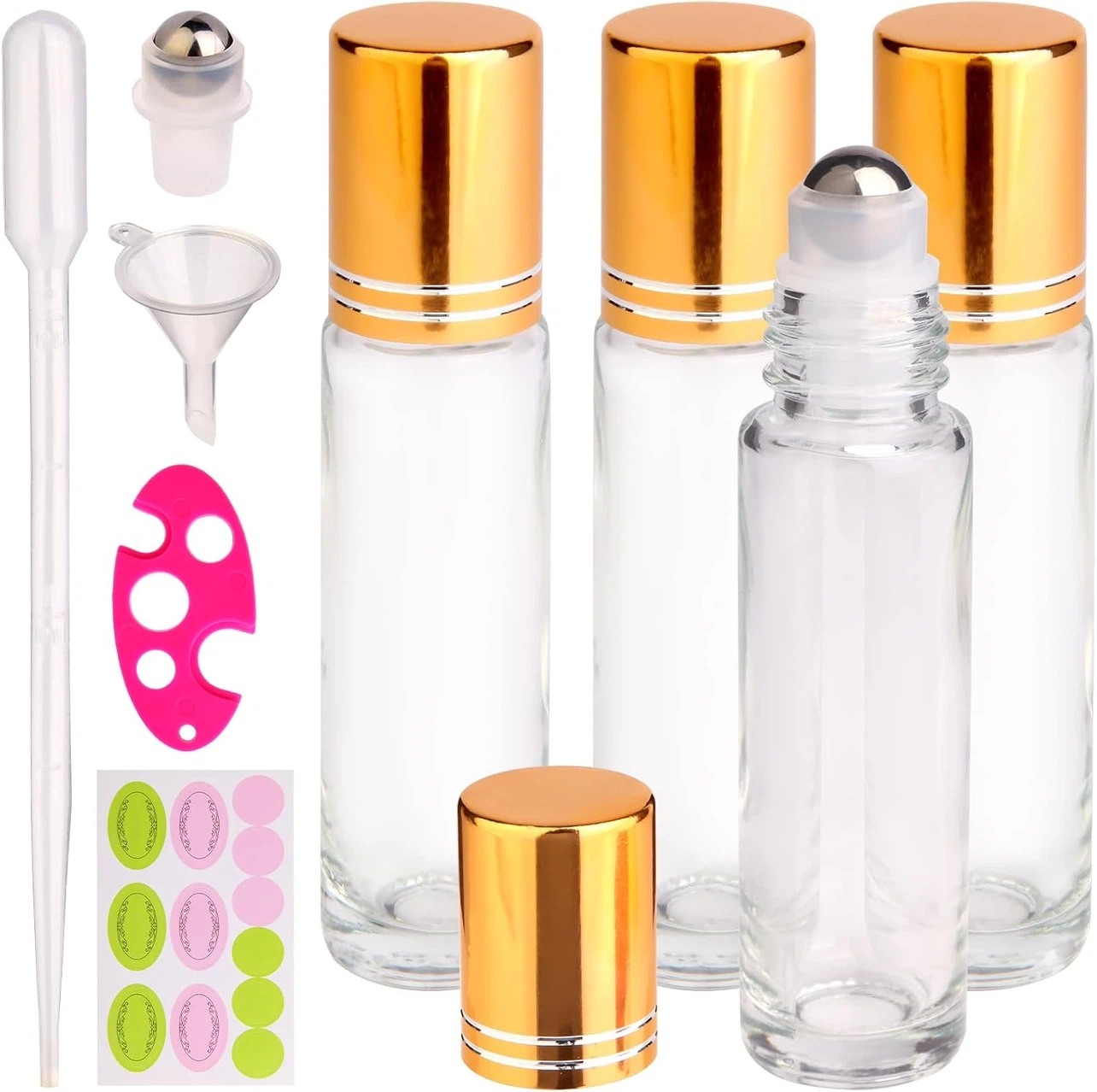 Set of 4 Essential Oil Roller Bottles (10ml)