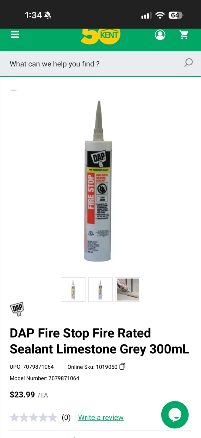 DAP Fire Stop Fire Rated Sealant Limestone Grey 300ml