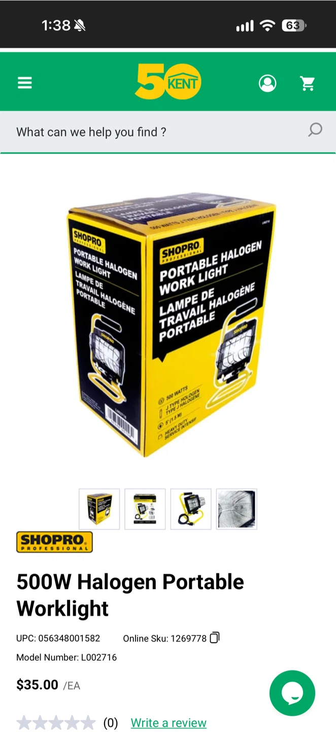 Shopro Professional 500W Halogen Portable Work Light