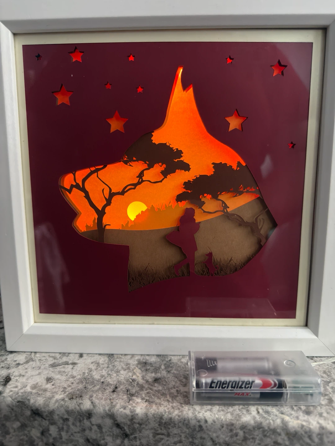 Wolf Silhouette Paper Cut Shadow Box - photo 2